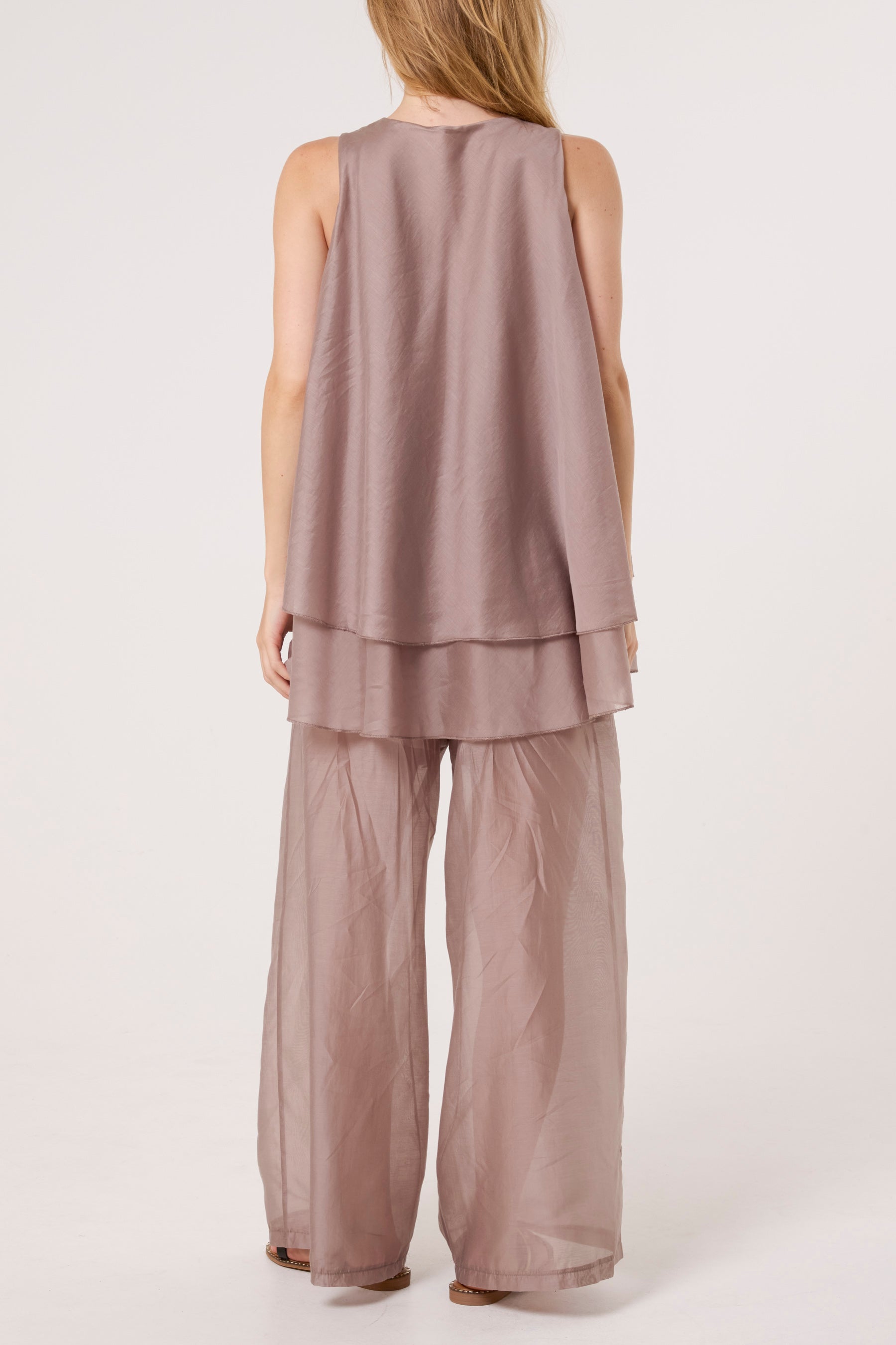 Double Layer Sheer Top & Trousers Set