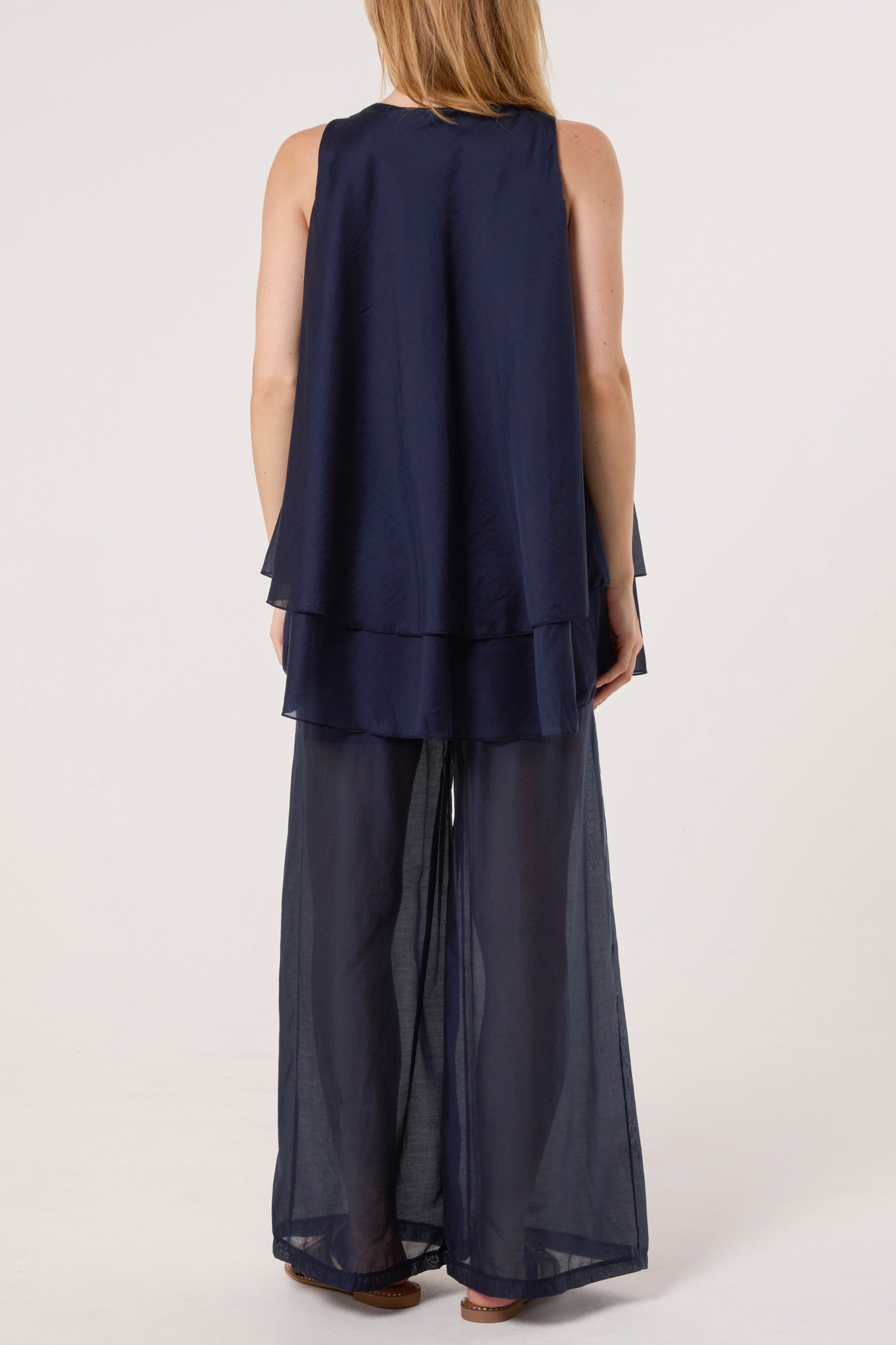 Double Layer Sheer Top & Trousers Set
