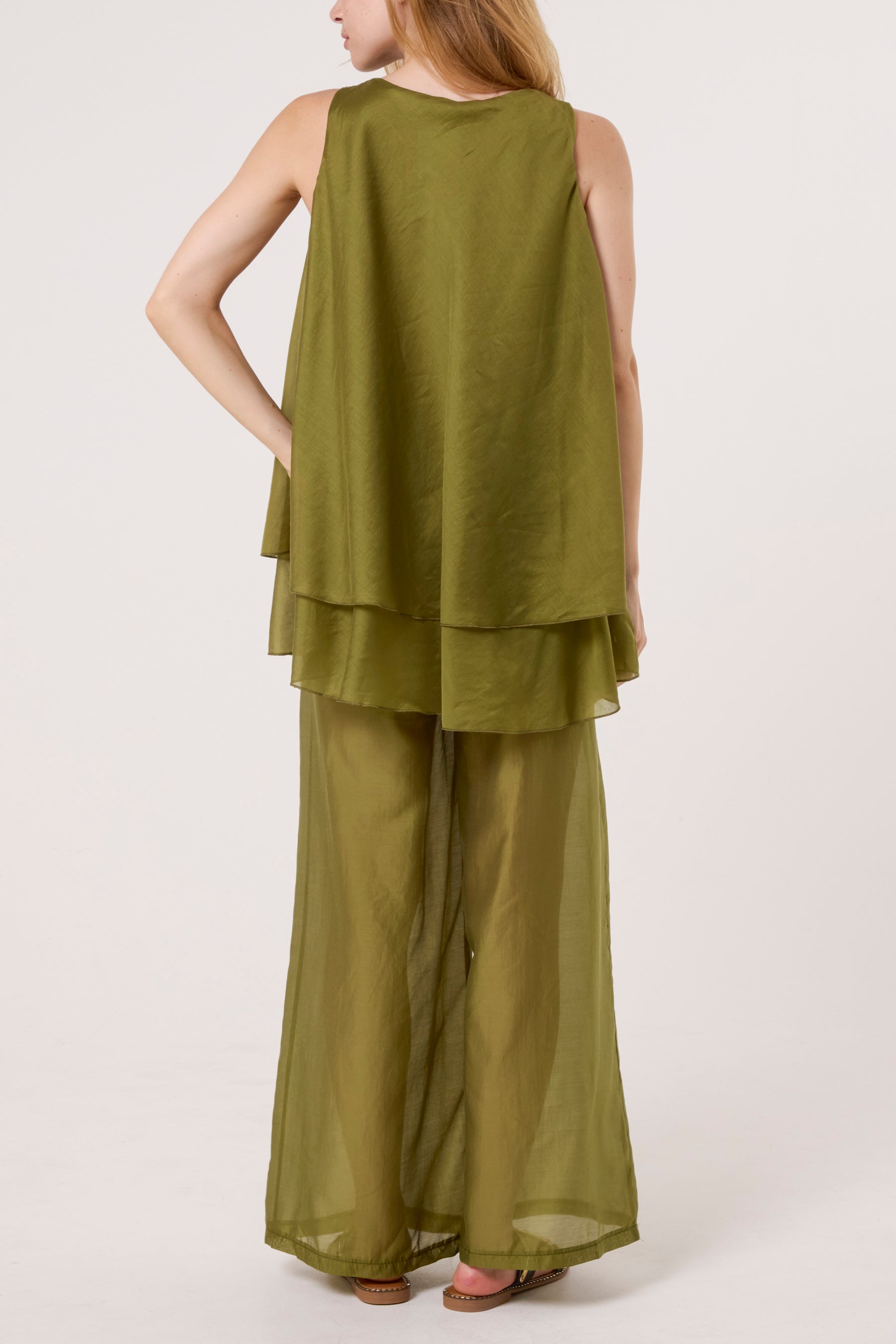 Double Layer Sheer Top & Trousers Set
