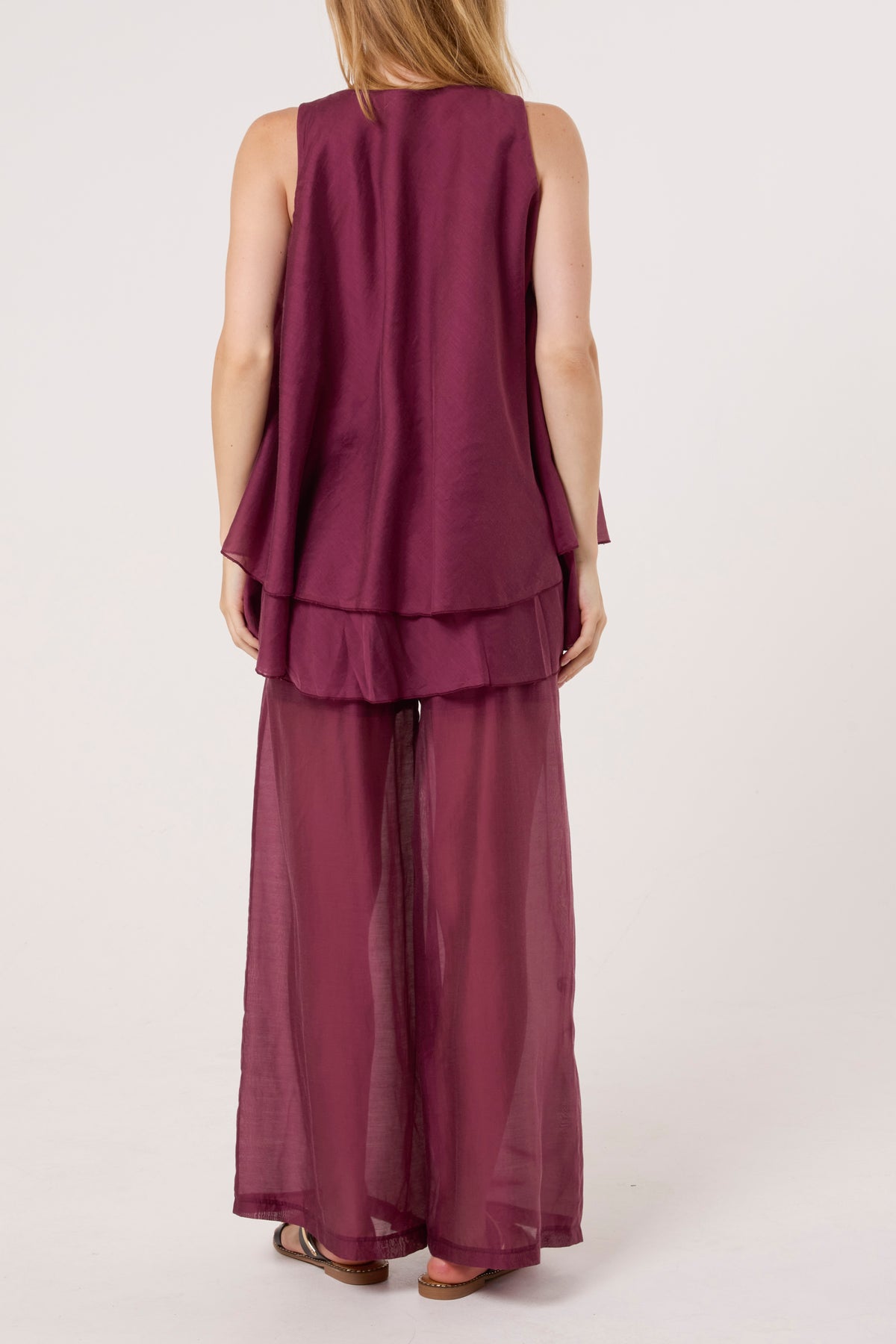 Double Layer Sheer Top & Trousers Set