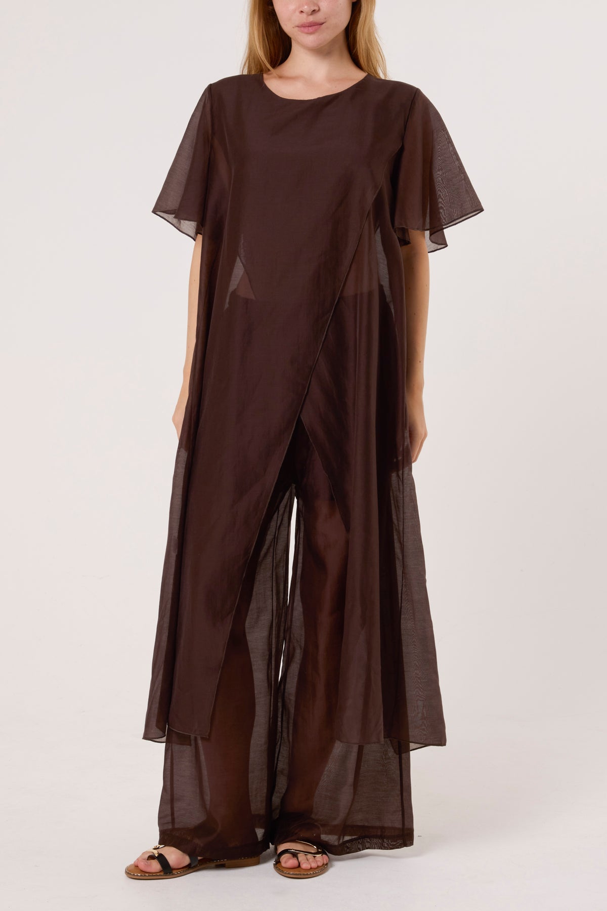 Crossover Split Top & Trousers Set