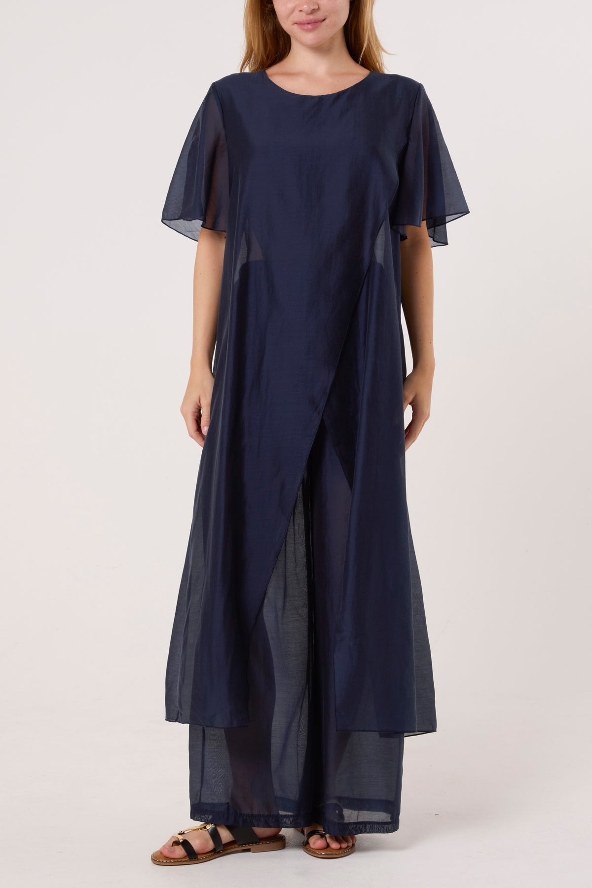 Crossover Split Top & Trousers Set