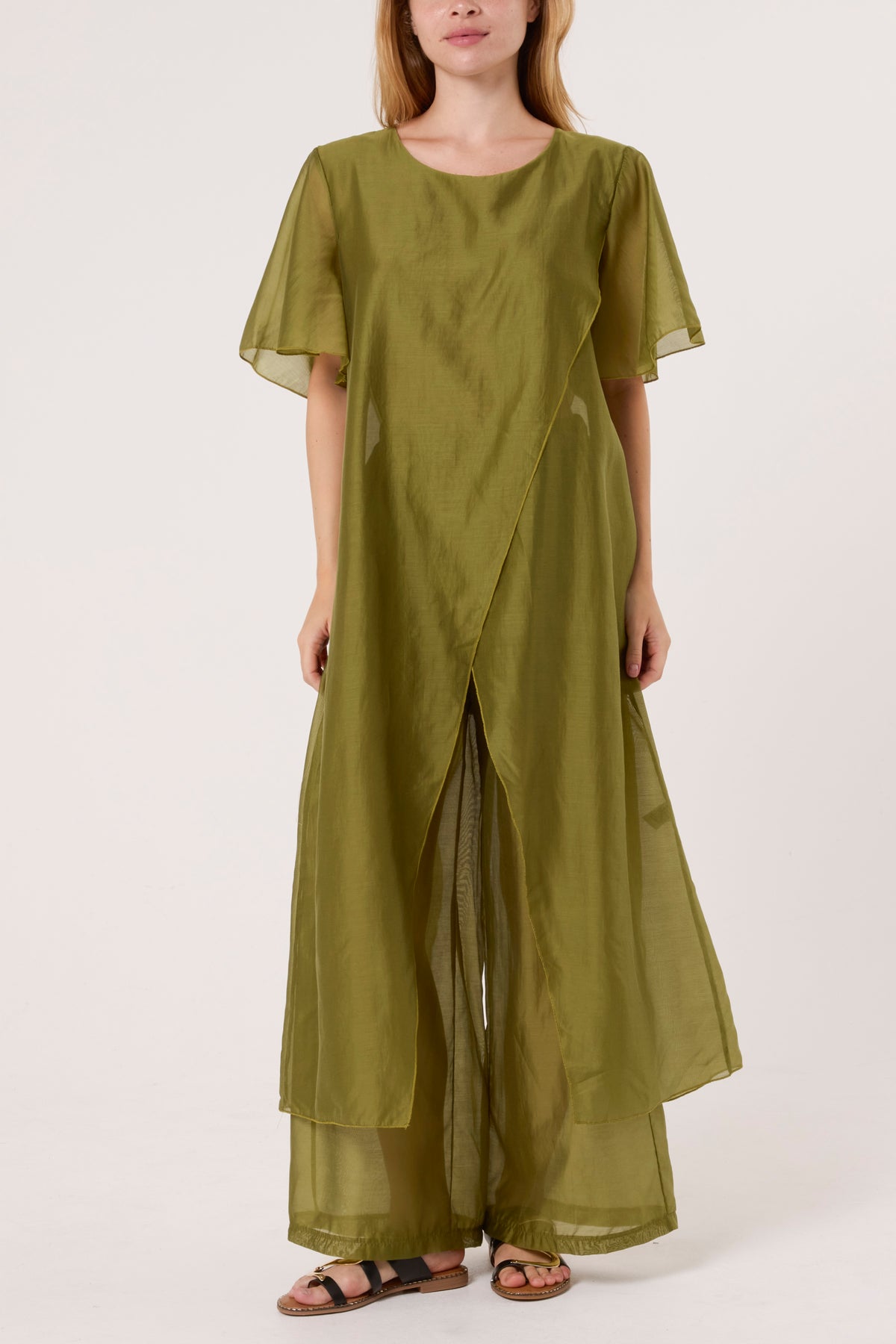 Crossover Split Top & Trousers Set