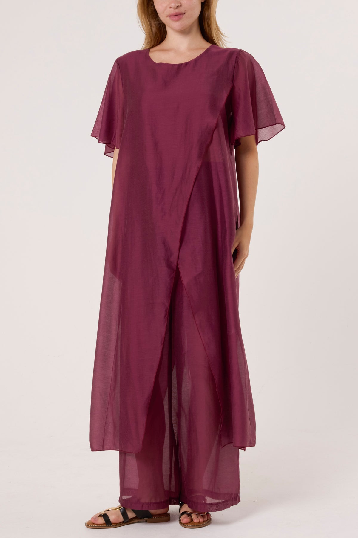 Crossover Split Top & Trousers Set