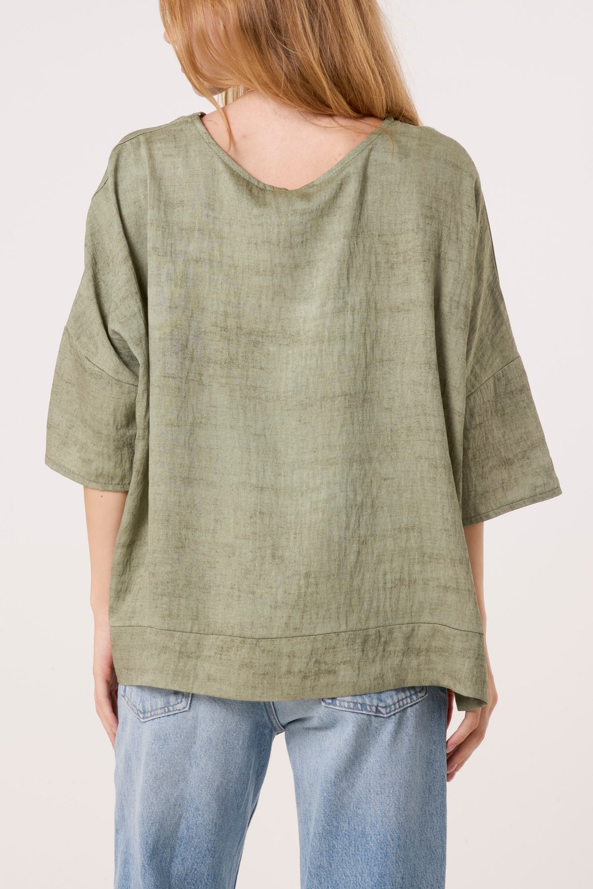 Necklace Acid Wash Short Sleeve Top