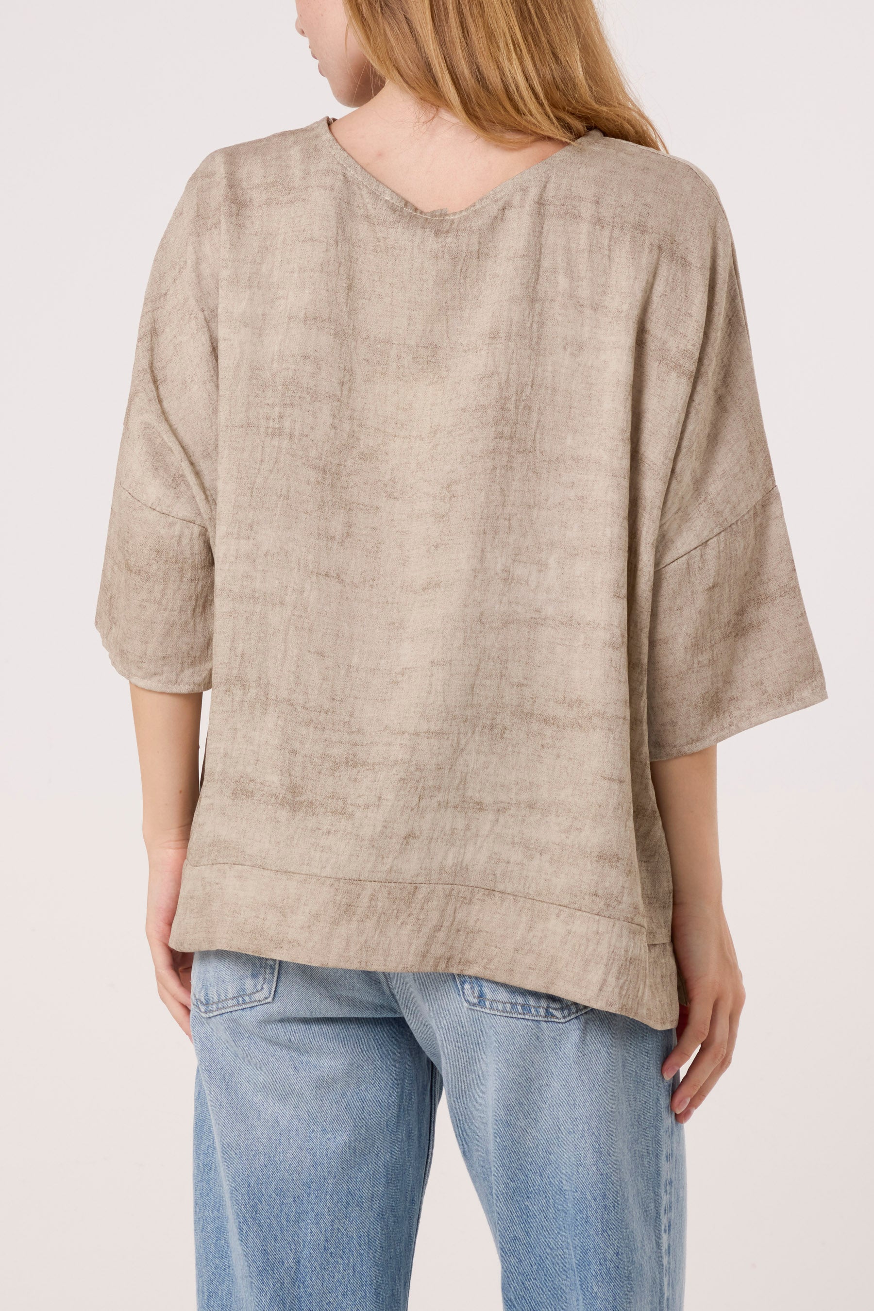 Necklace Acid Wash Short Sleeve Top