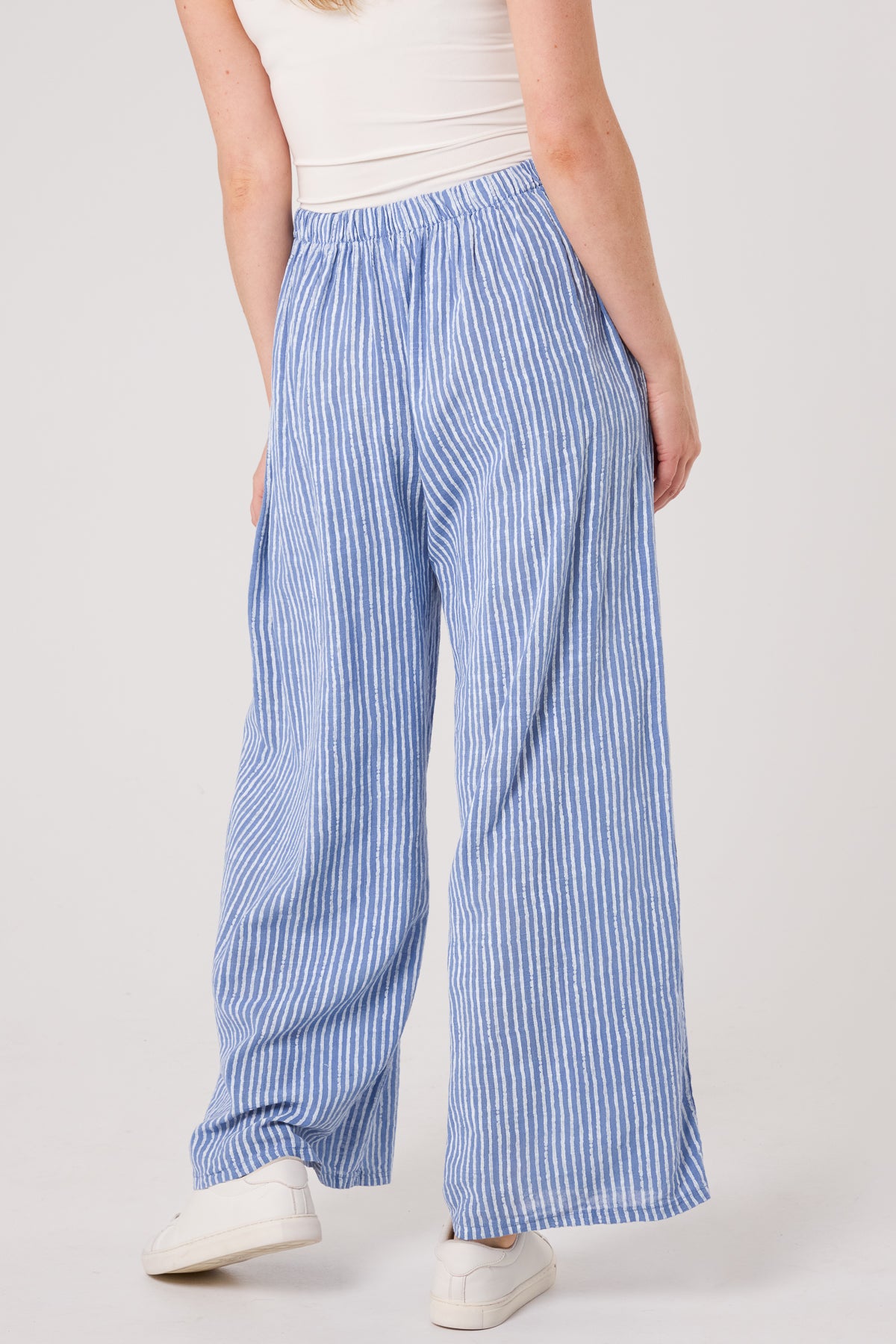 Pinstripe Cotton Wide Leg Trousers