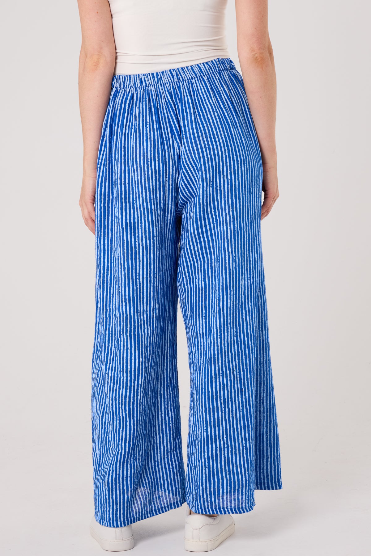 Pinstripe Cotton Wide Leg Trousers