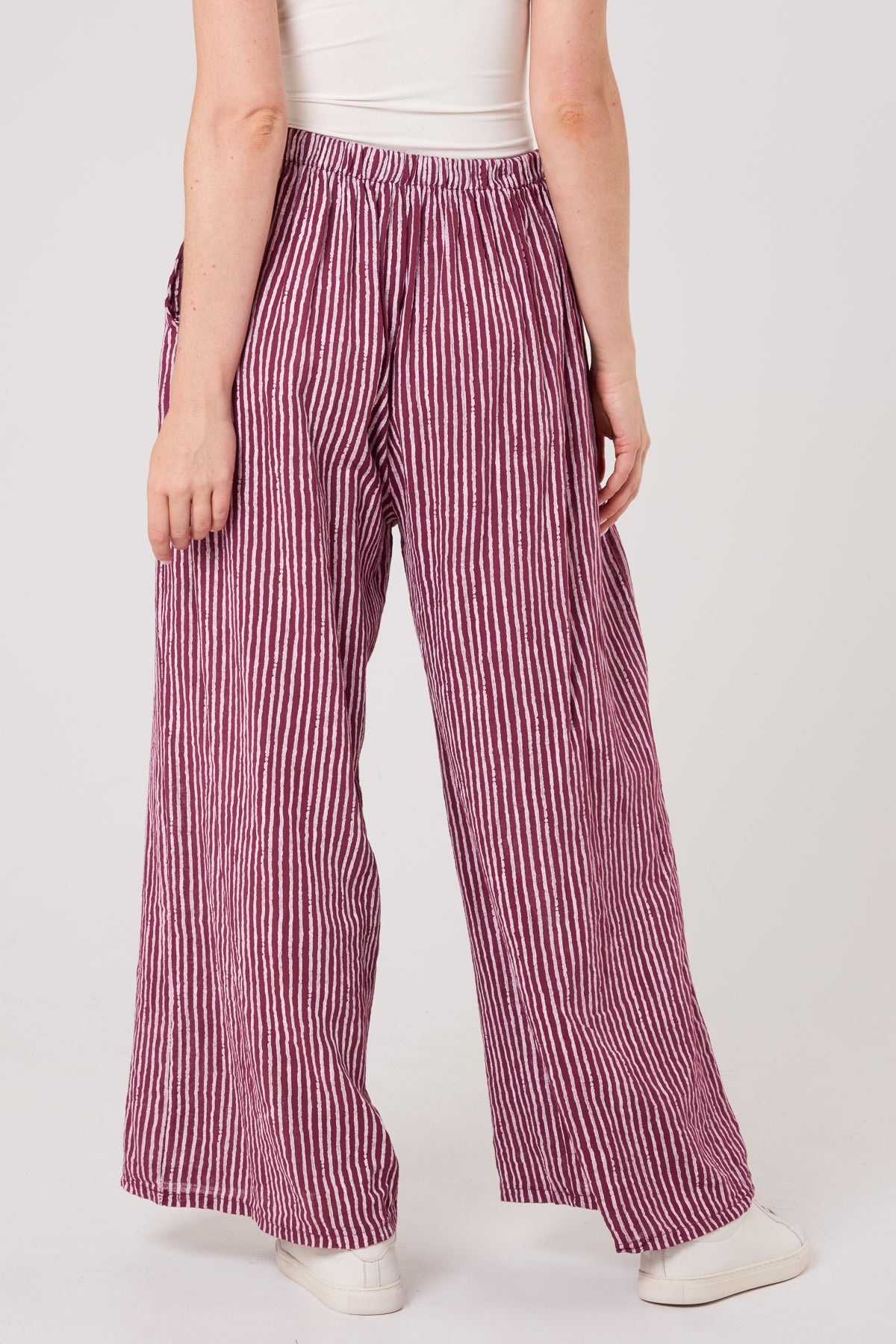 Pinstripe Cotton Wide Leg Trousers