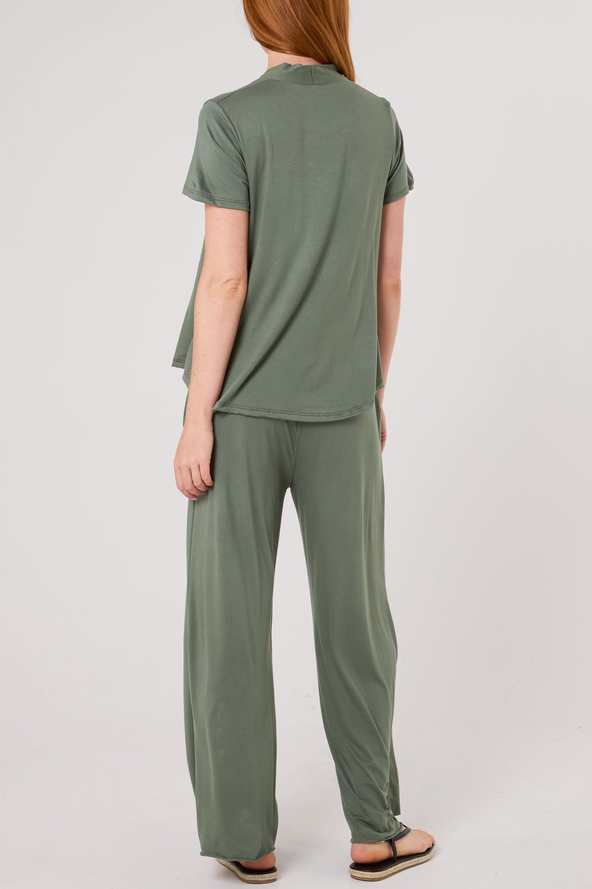 Jersey V-Neck Top & Trousers Set