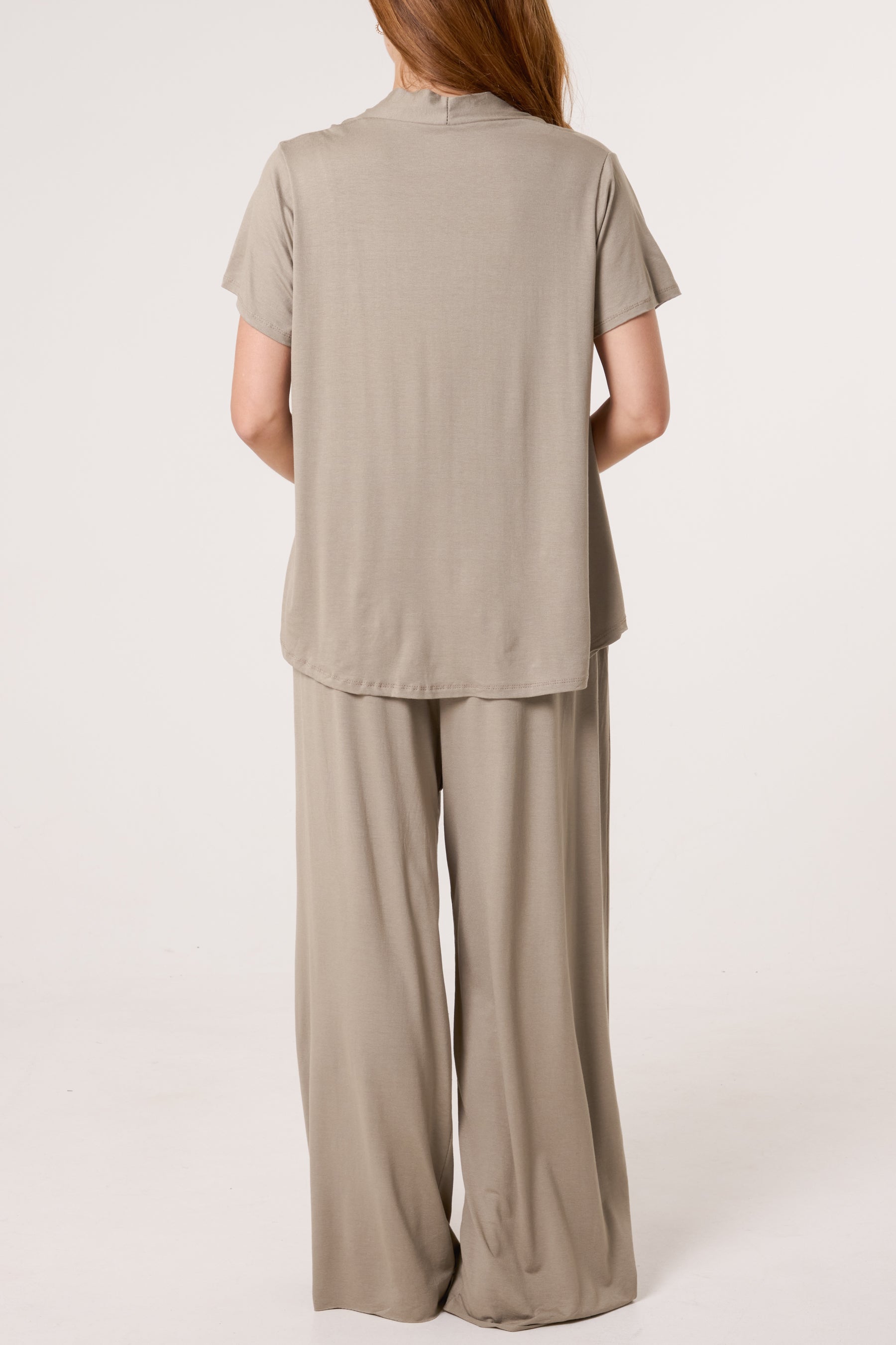 Jersey V-Neck Top & Trousers Set