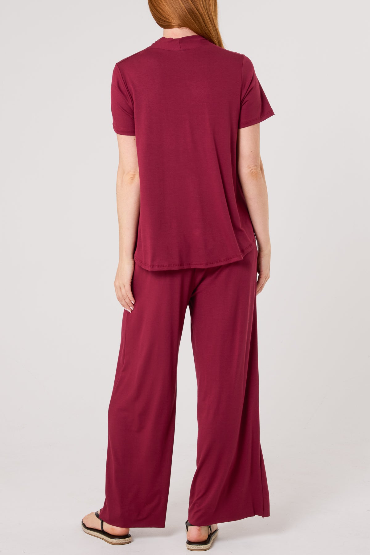 Jersey V-Neck Top & Trousers Set
