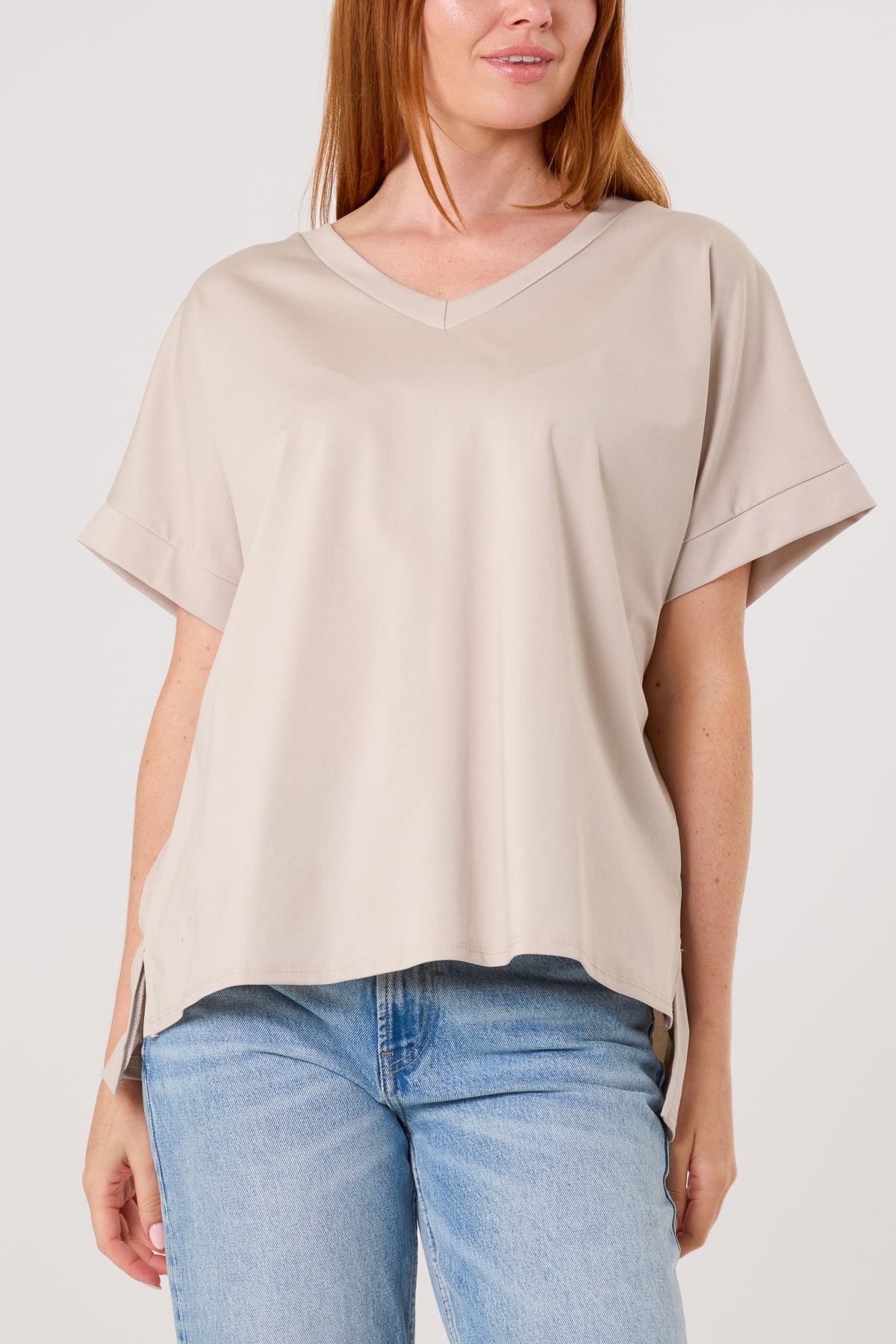 V-Neck Short Sleeve Jersey T-Shirt