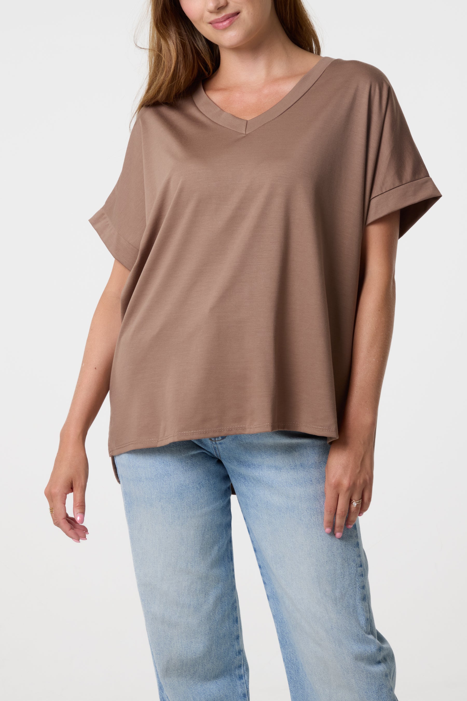V-Neck Short Sleeve Jersey T-Shirt