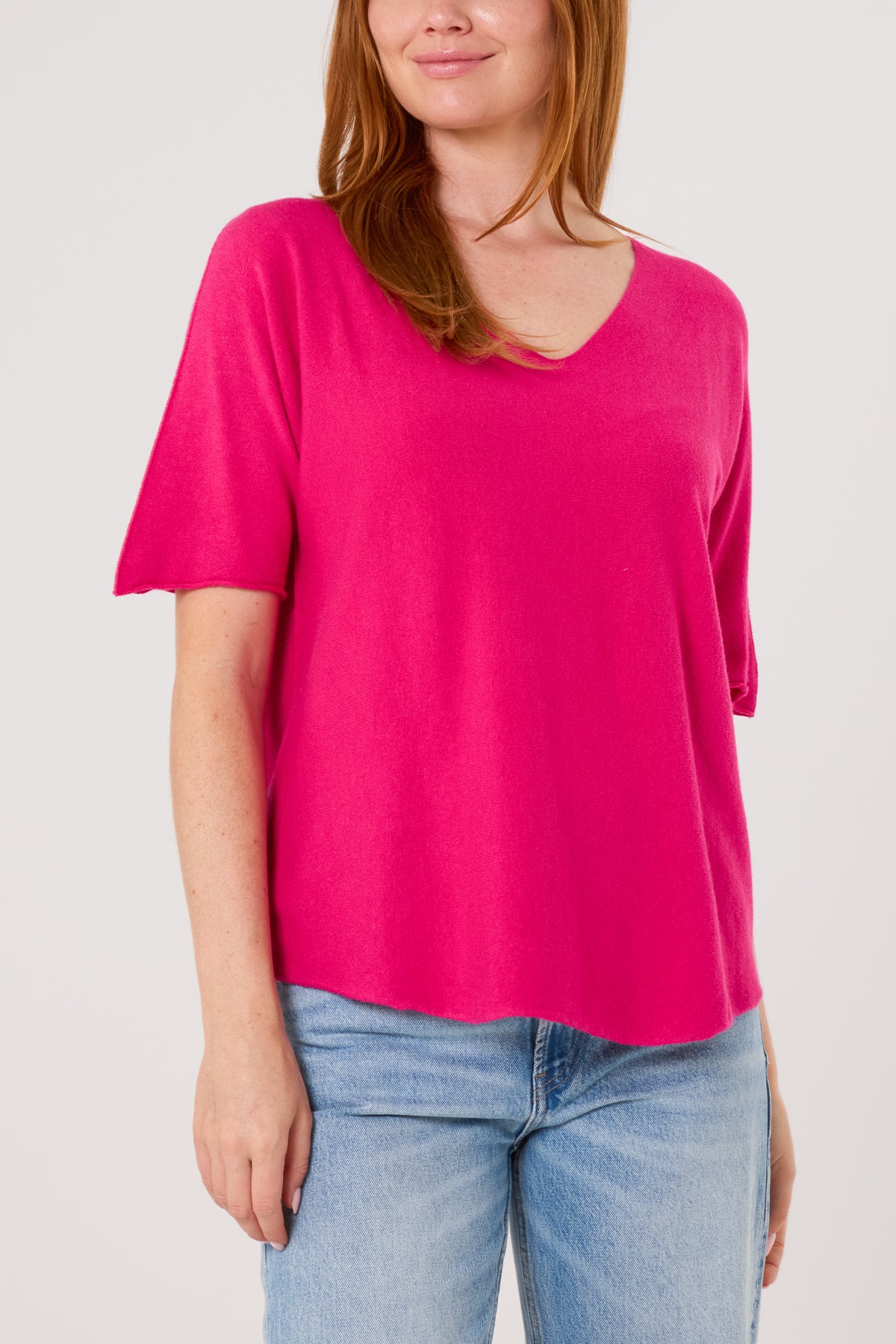 Raw Edge Short Sleeve Jumper