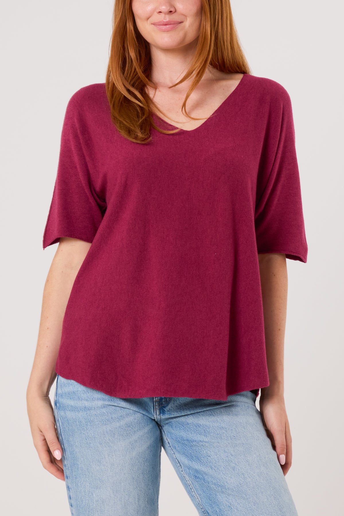 Raw Edge Short Sleeve Jumper