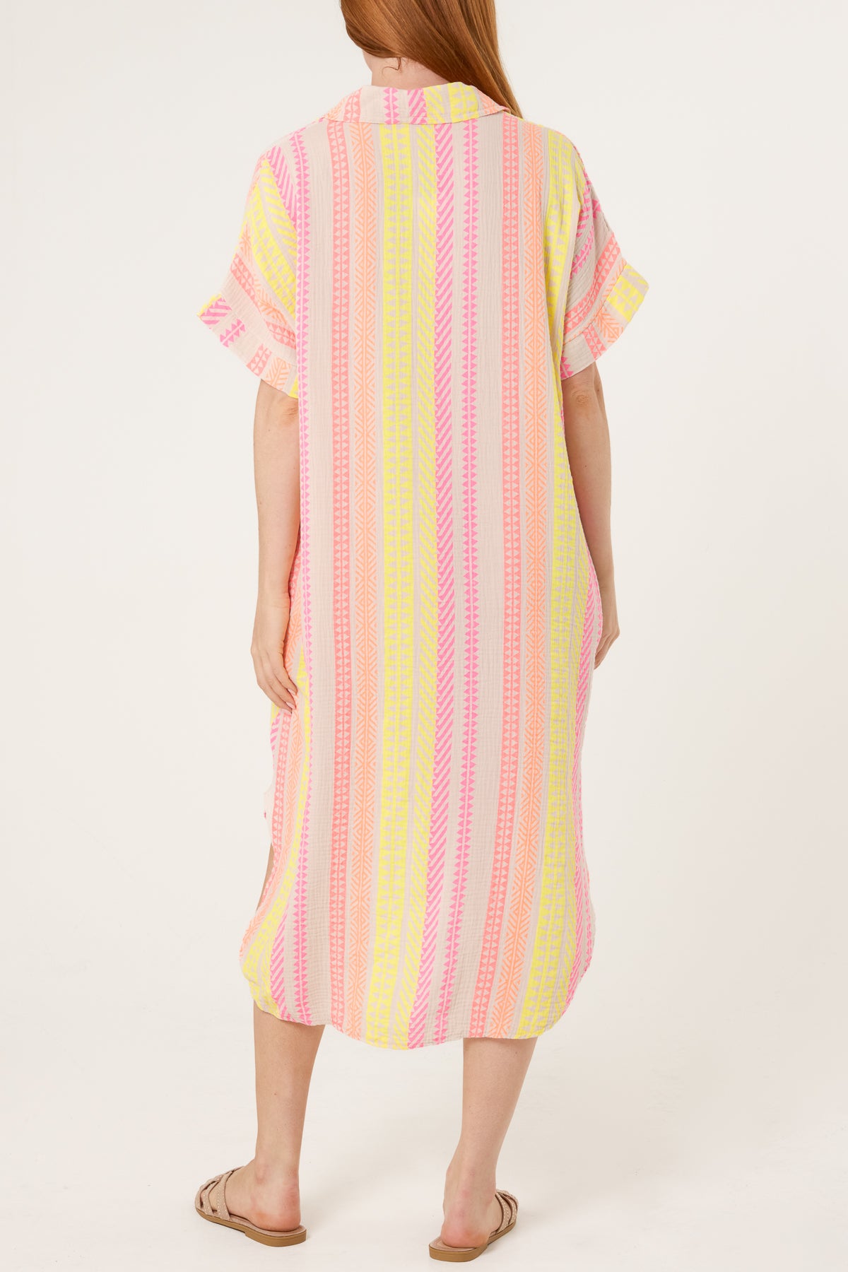 Aztec Print Cheesecloth Collar Dress