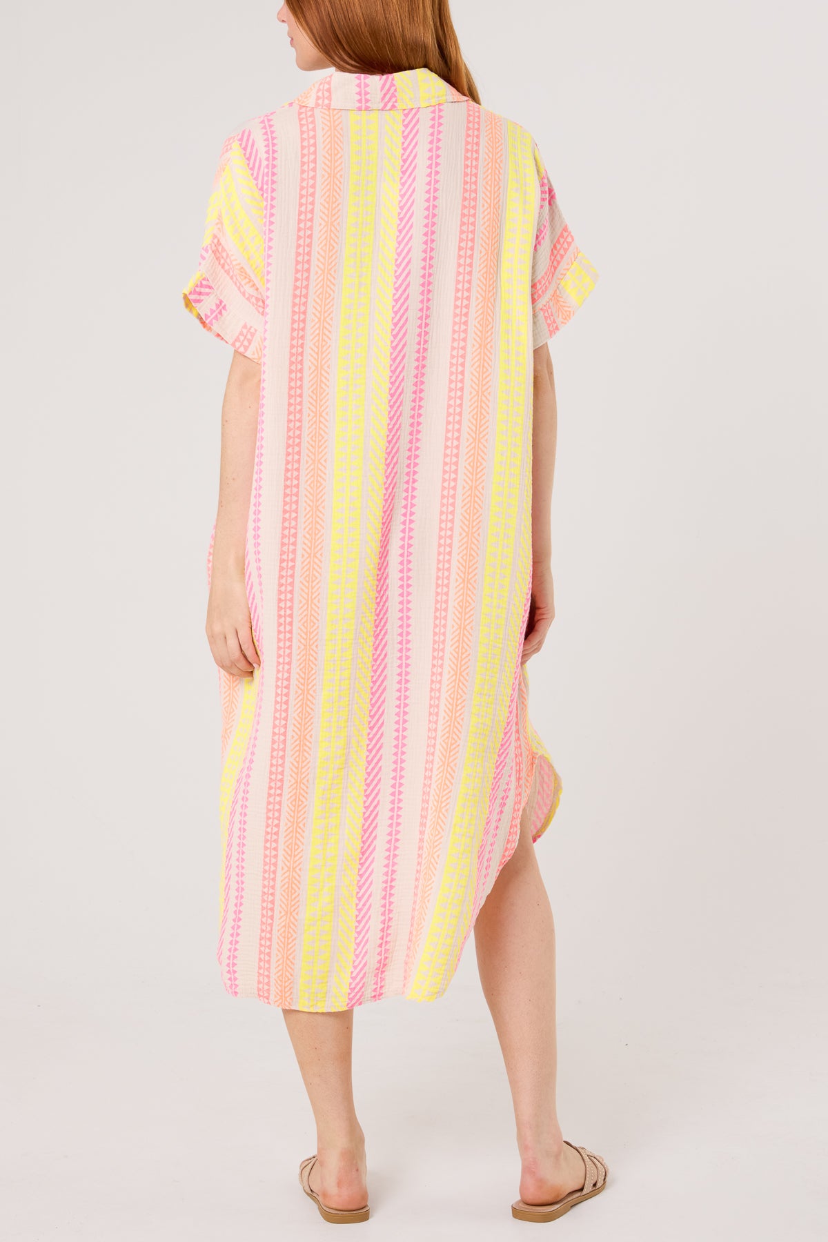 Aztec Print Cheesecloth Collar Dress
