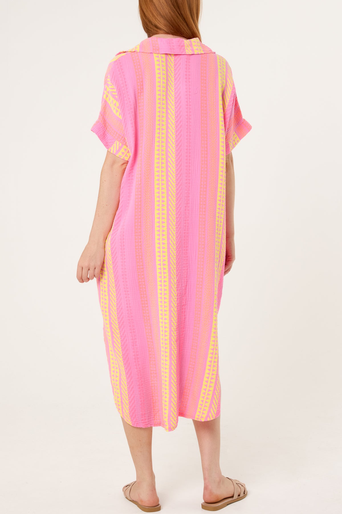 Aztec Print Cheesecloth Collar Dress