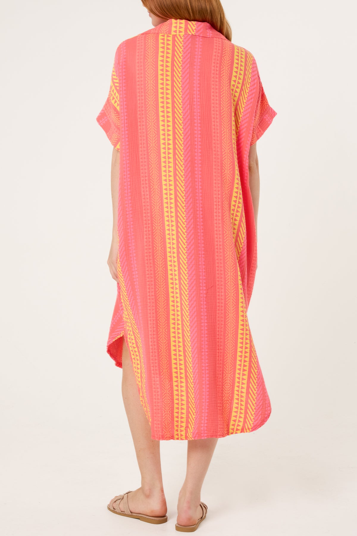 Aztec Print Cheesecloth Collar Dress