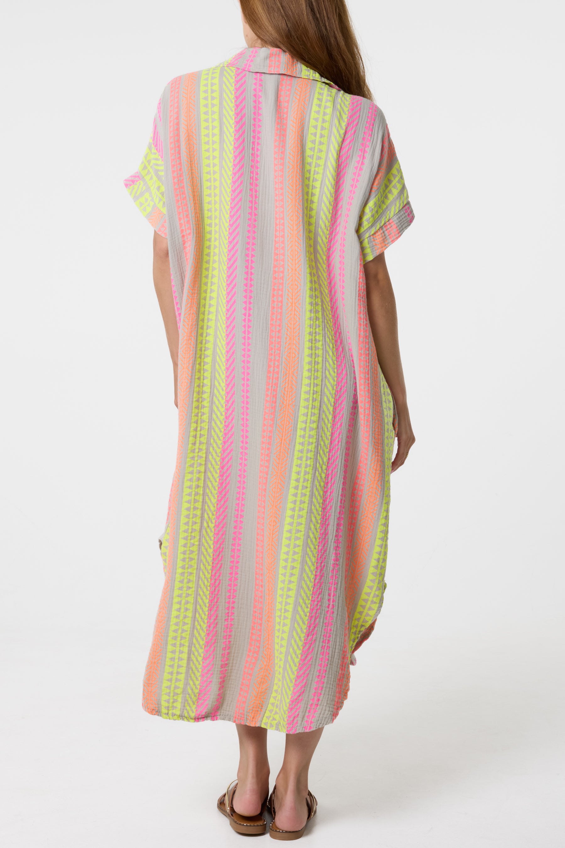 Aztec Print Cheesecloth Collar Dress