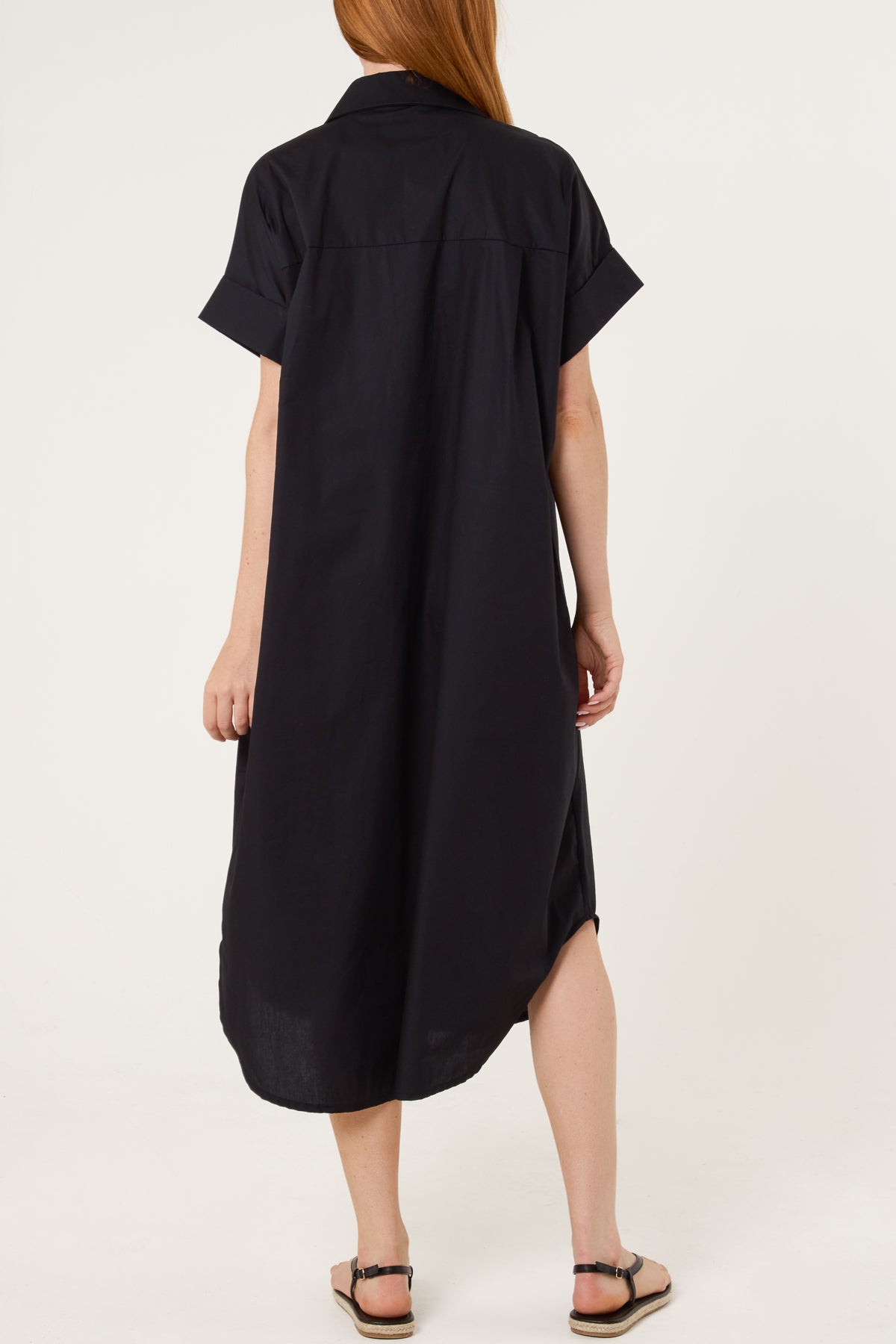 Star Buttons Poplin Shirt Dress