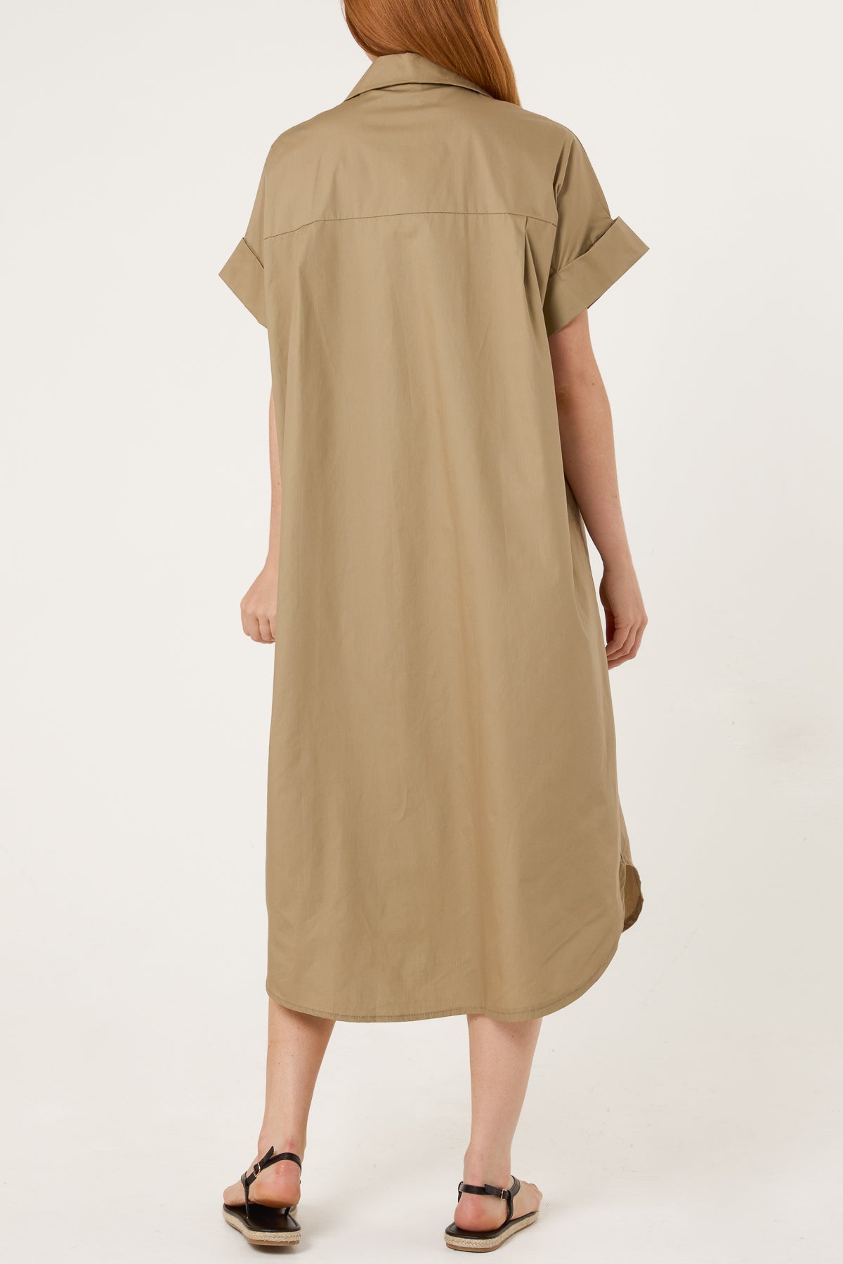 Star Buttons Poplin Shirt Dress