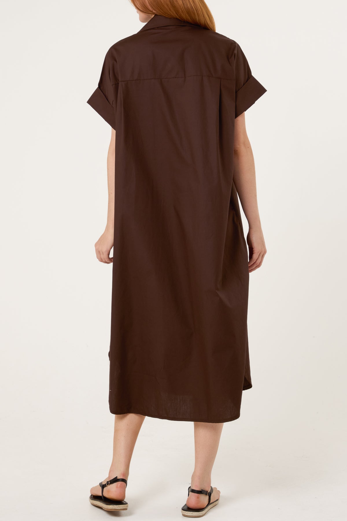 Star Buttons Poplin Shirt Dress