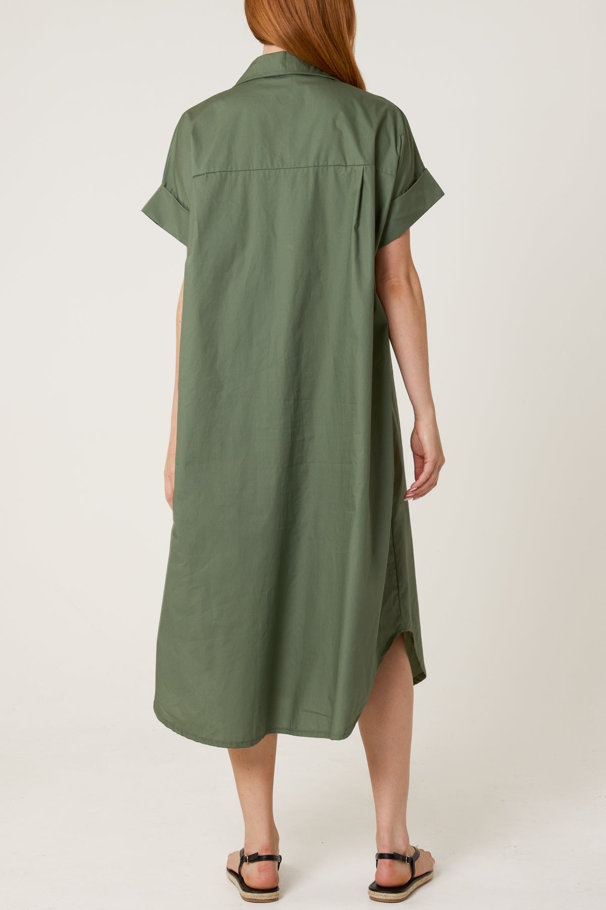 Star Buttons Poplin Shirt Dress