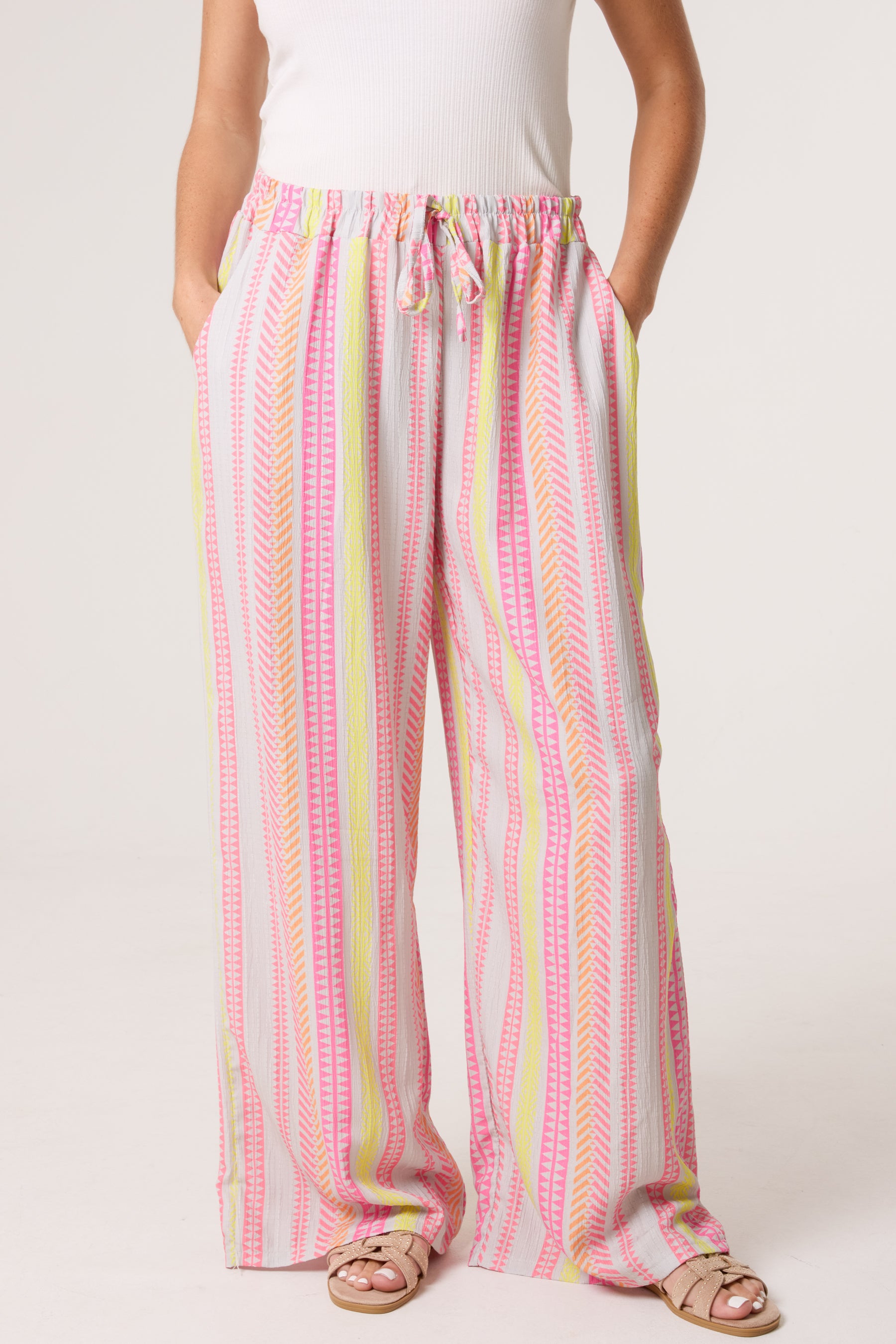 Aztec Print Wide Leg Trousers