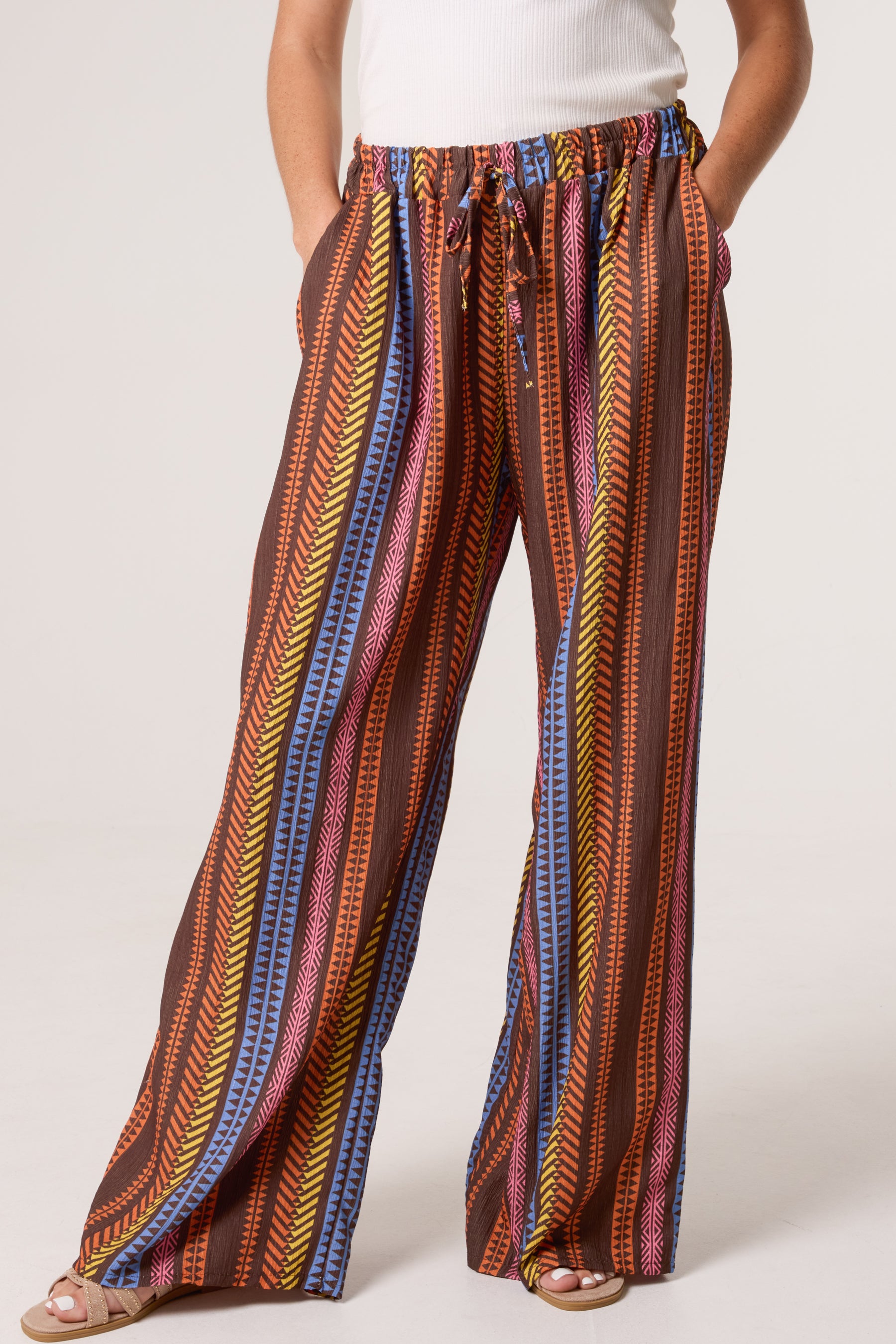 Aztec Print Wide Leg Trousers