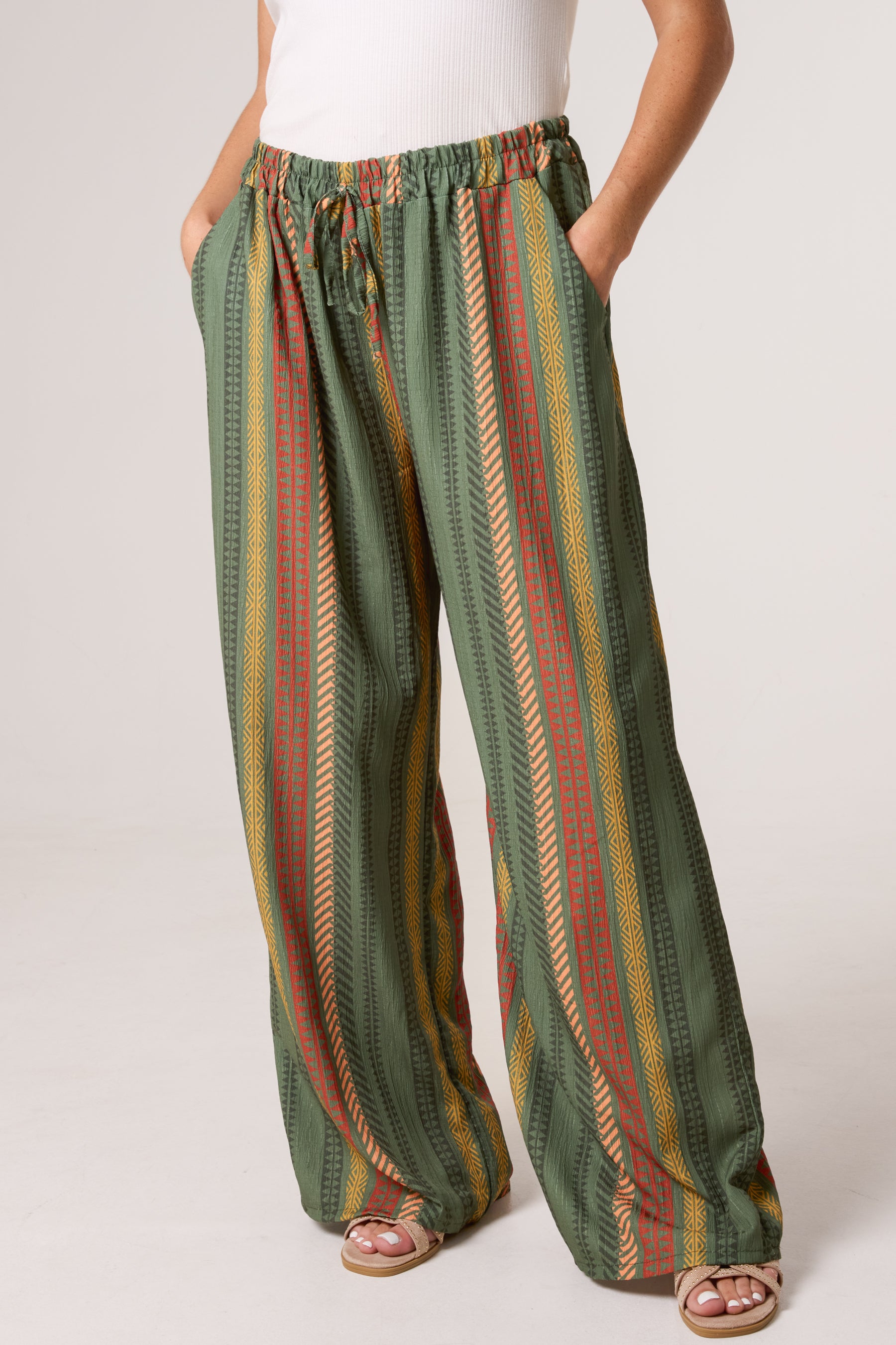 Aztec Print Wide Leg Trousers