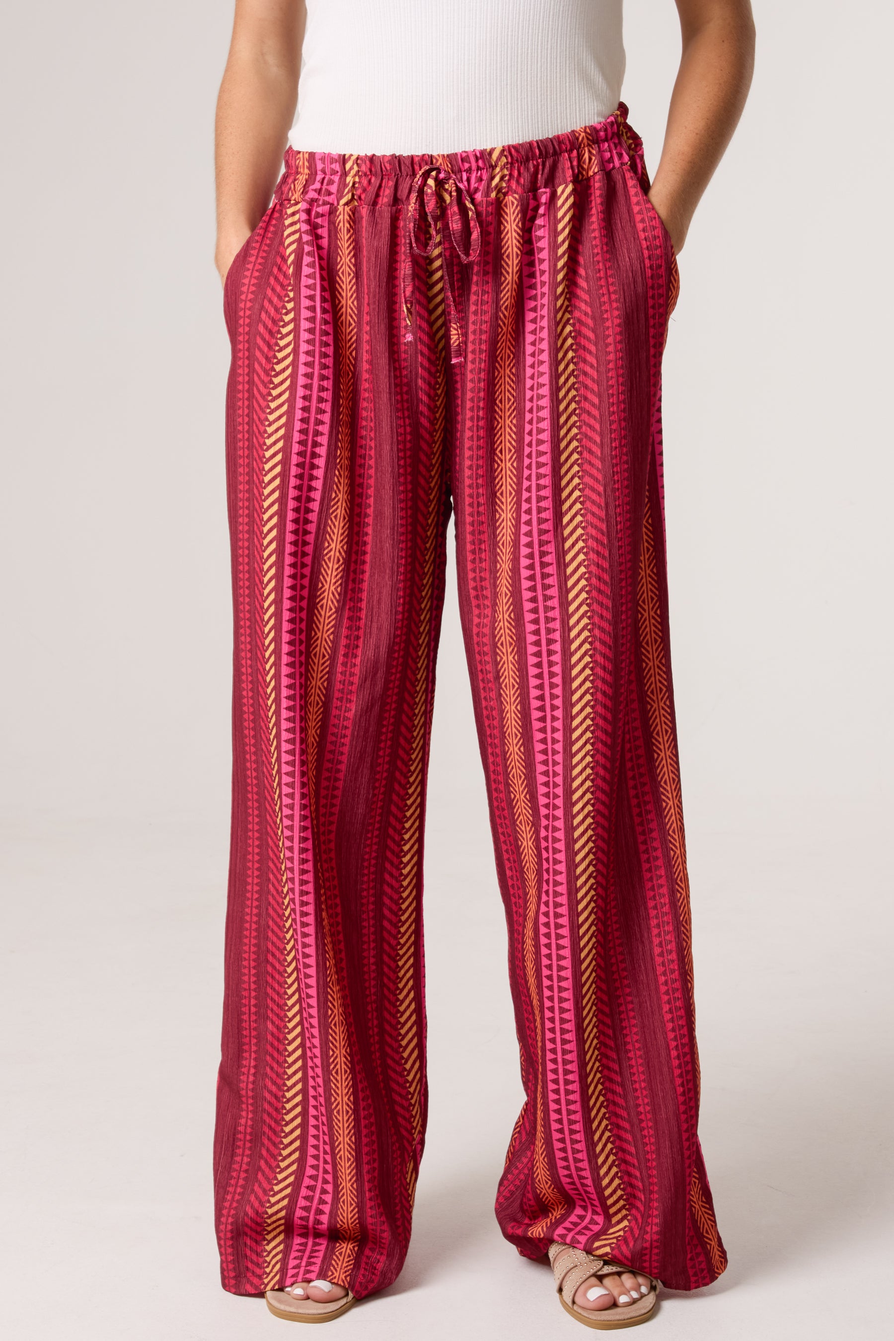 Aztec Print Wide Leg Trousers