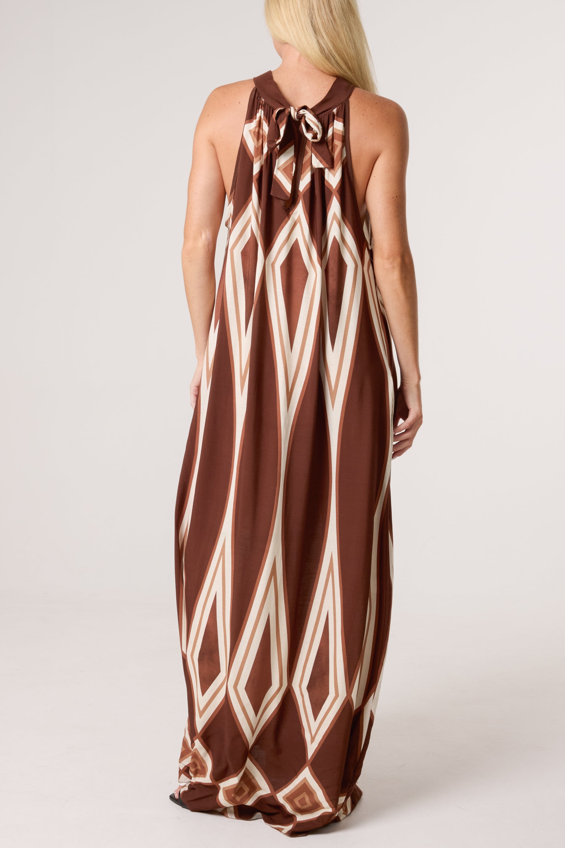 Halterneck Diamond Print Maxi Dress