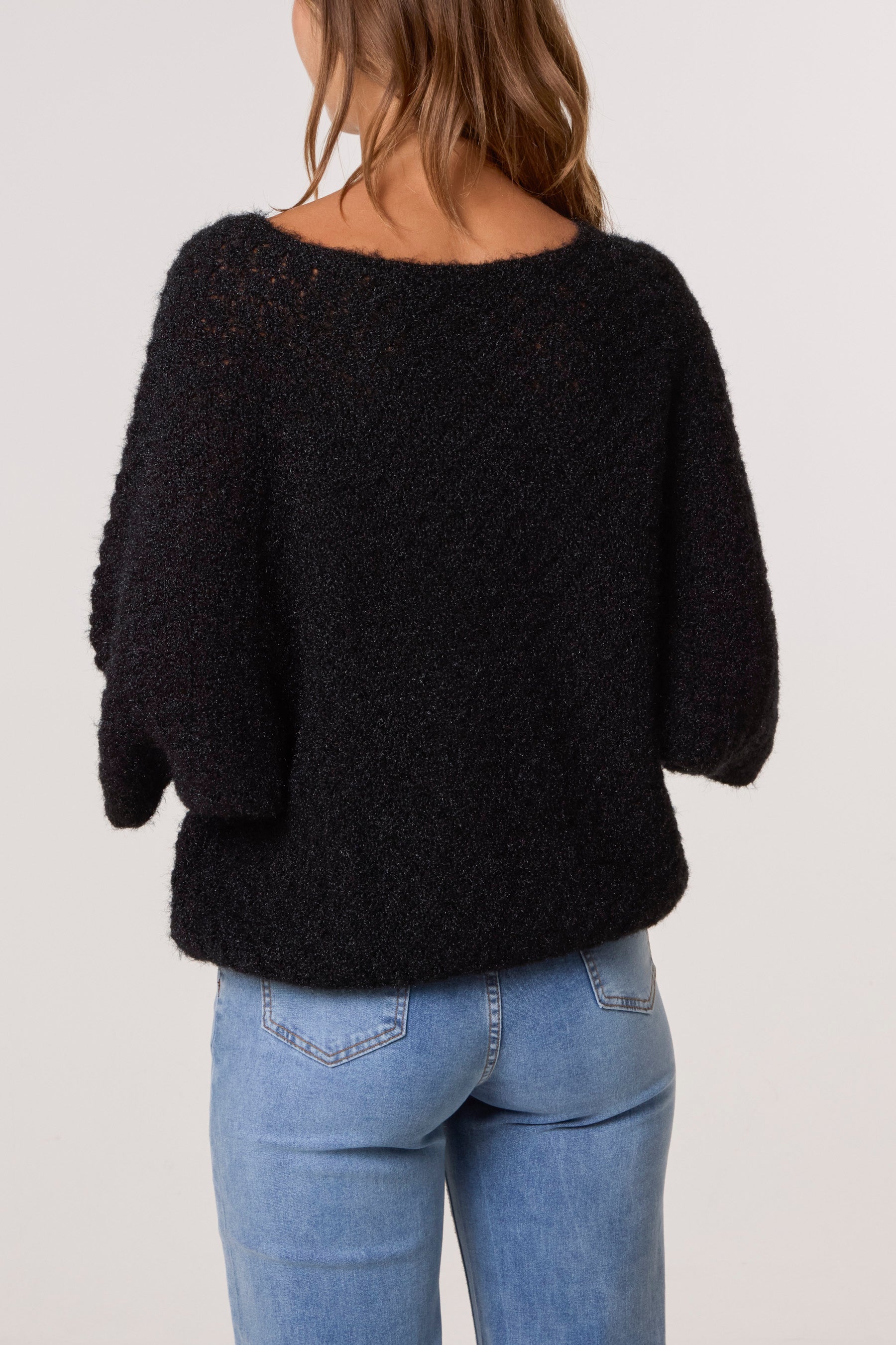 Pointelle Knit 3/4 Sleeve Jumper