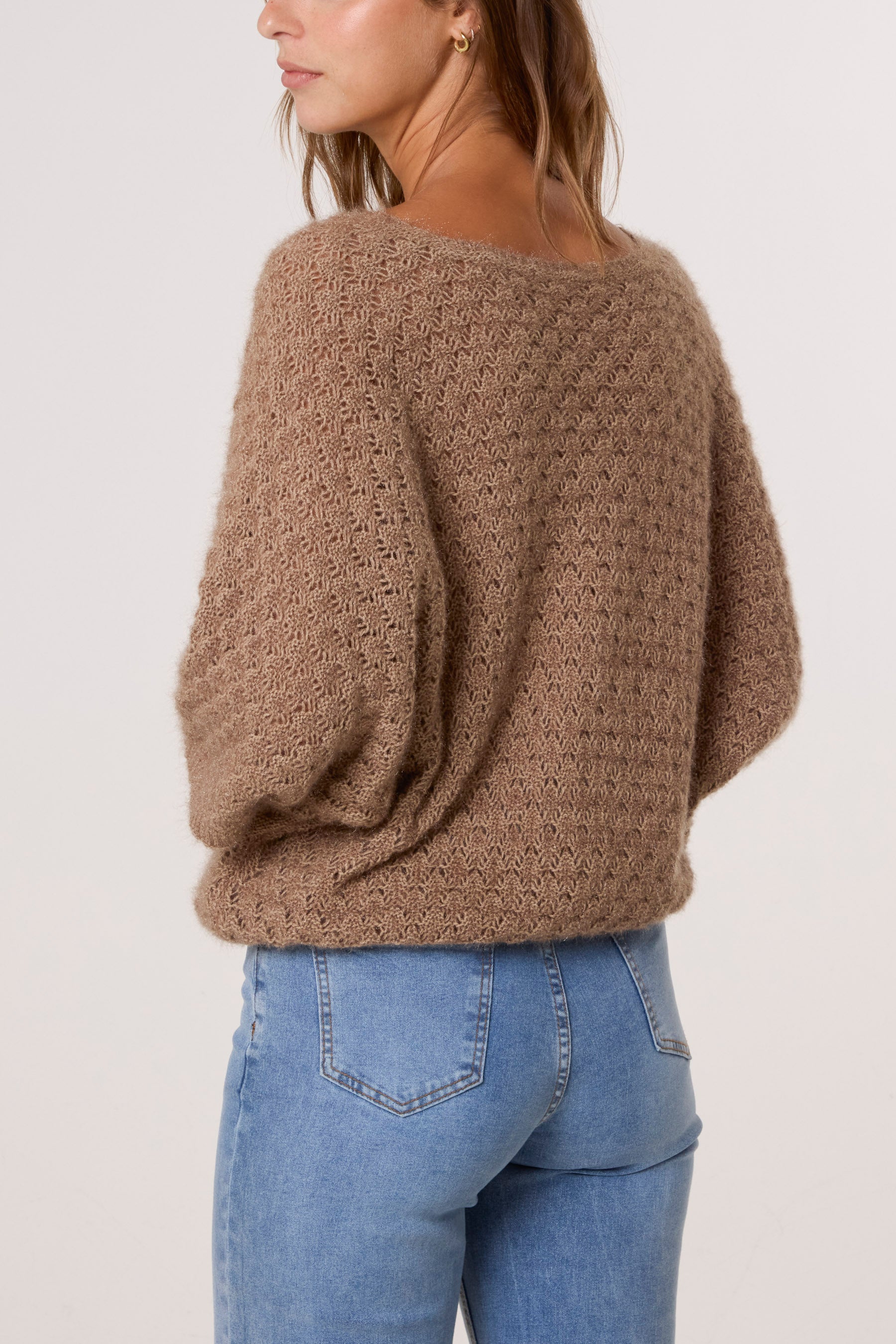 Pointelle Knit 3/4 Sleeve Jumper