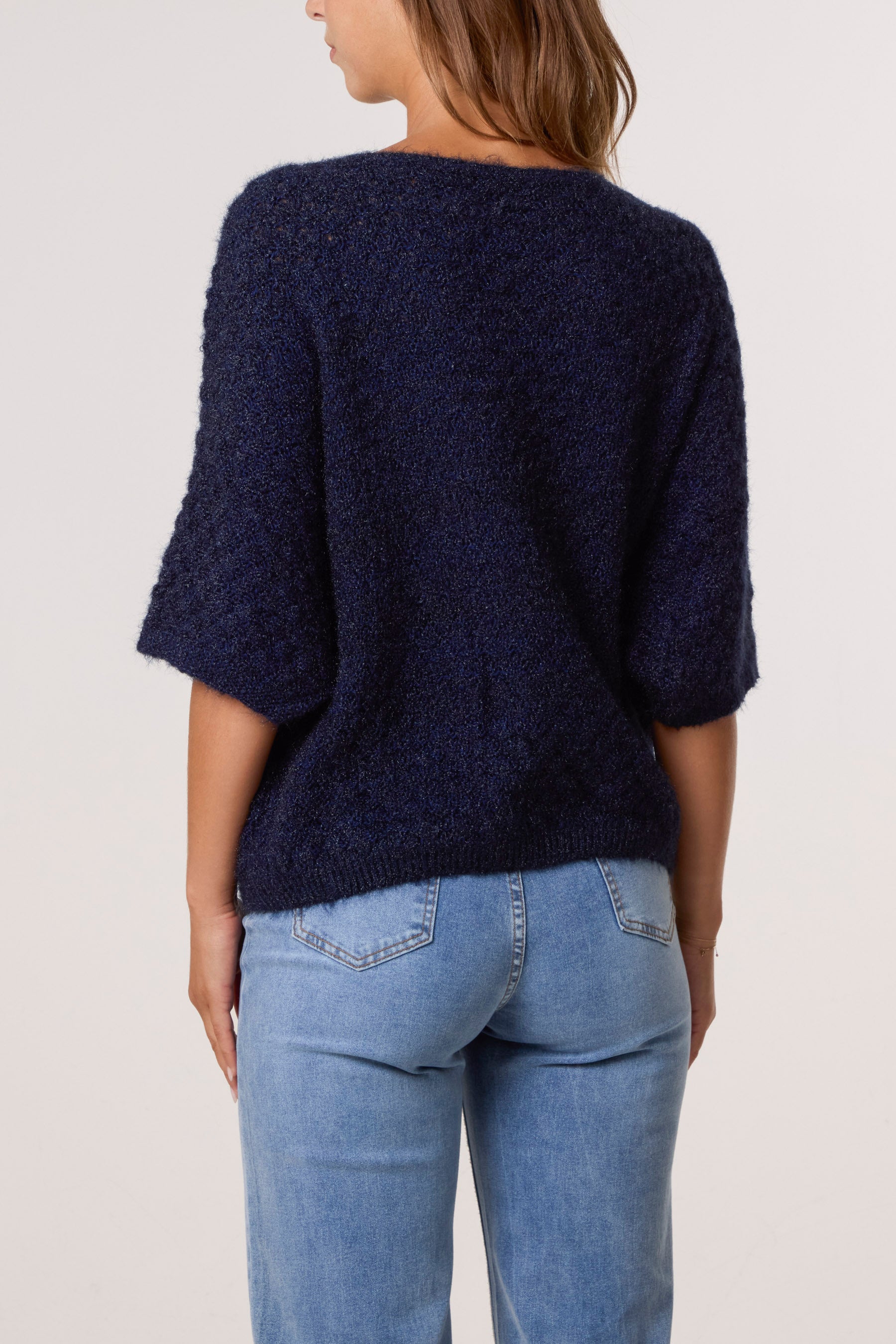 Pointelle Knit 3/4 Sleeve Jumper
