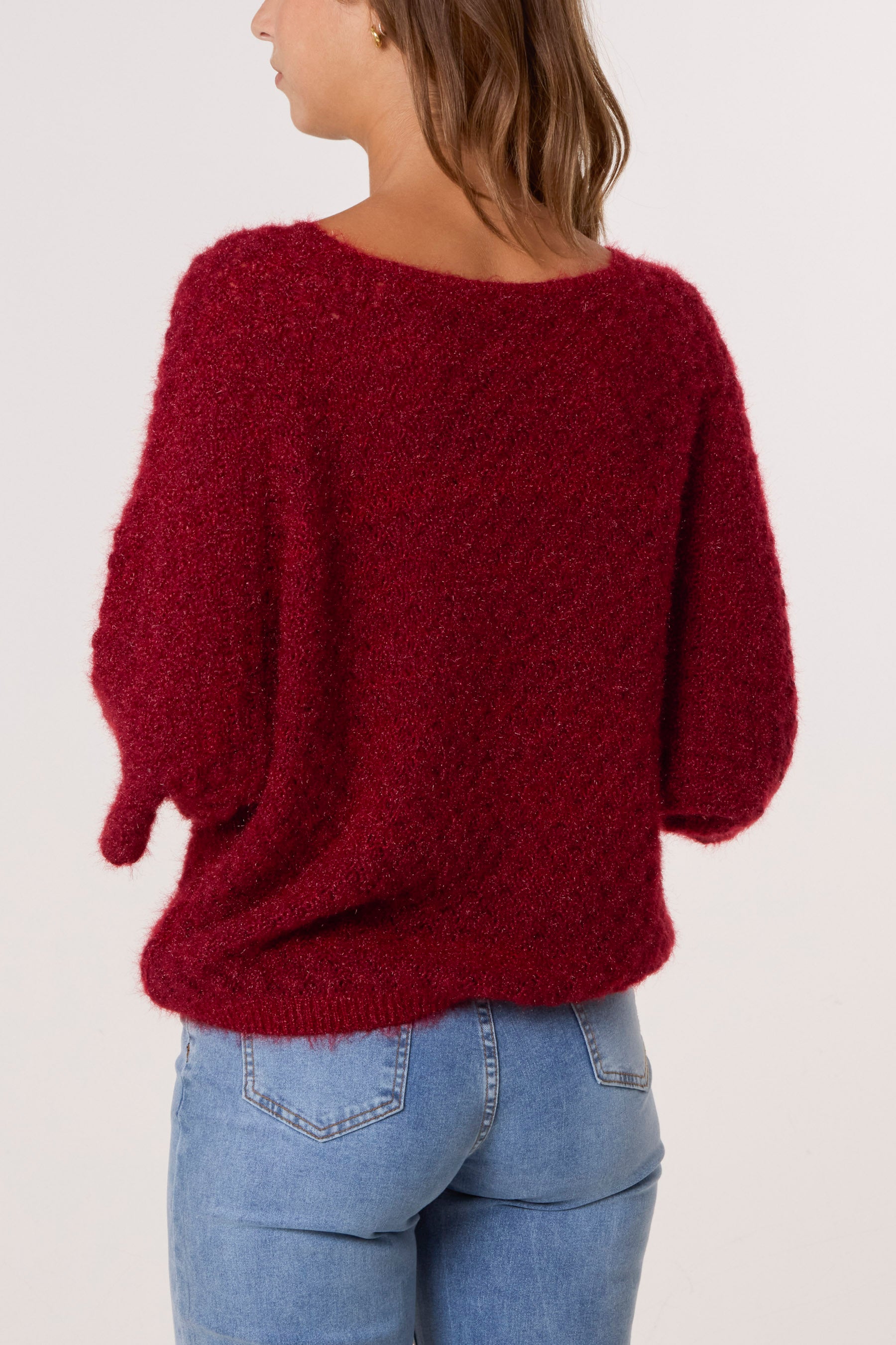 Pointelle Knit 3/4 Sleeve Jumper