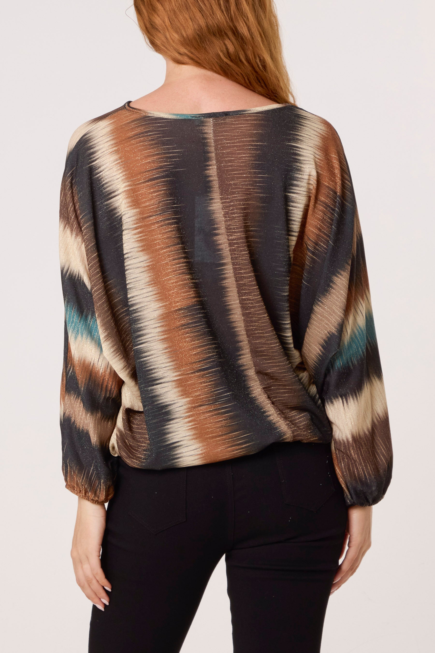 Blurred Bubble Hem Batwing Top