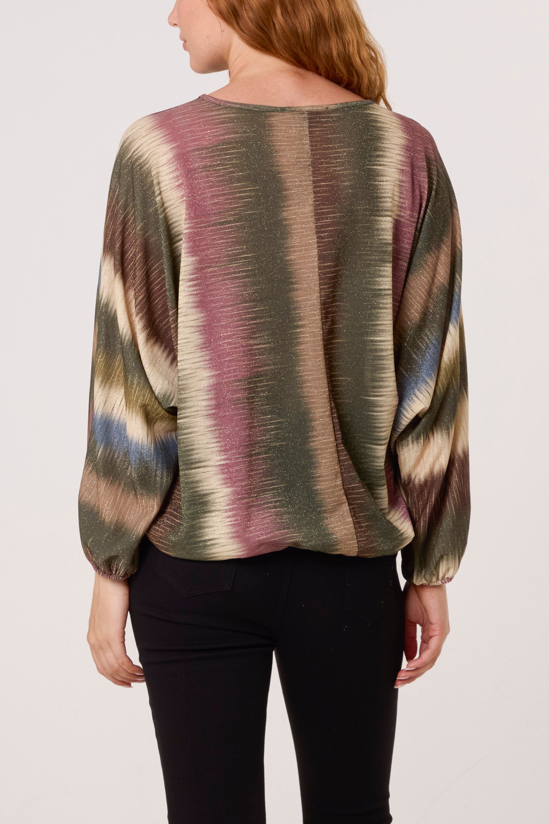 Blurred Bubble Hem Batwing Top