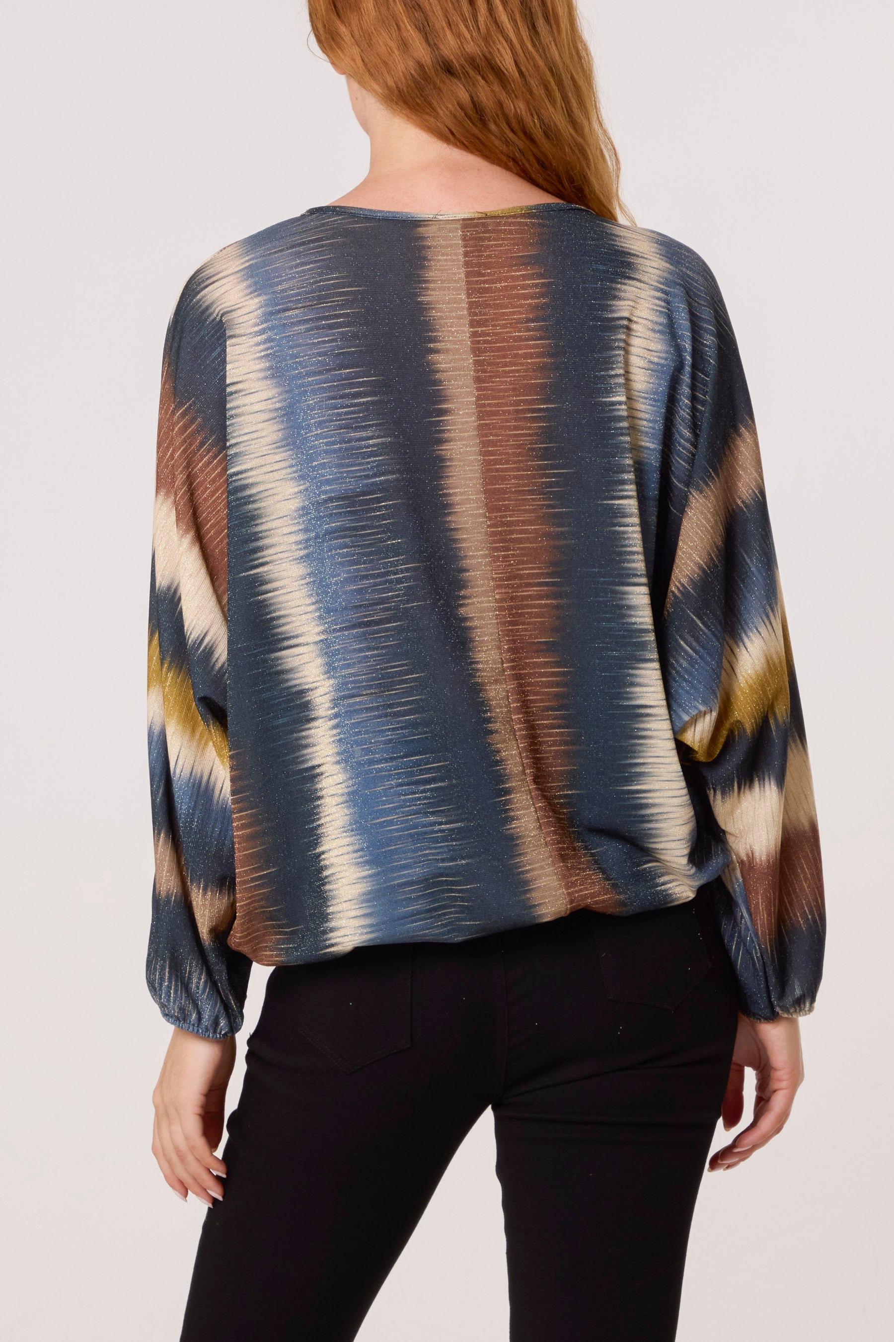 Blurred Bubble Hem Batwing Top