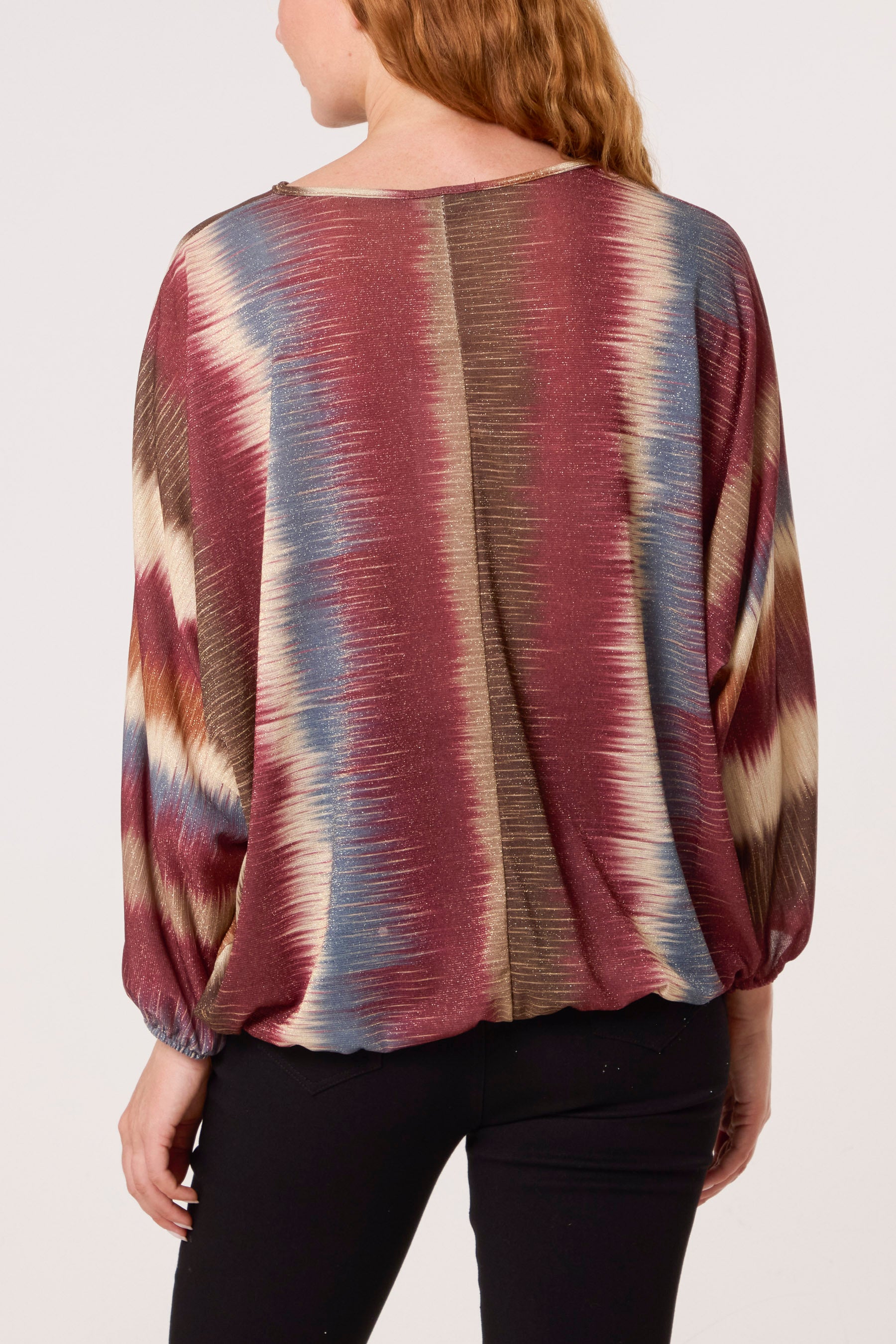 Blurred Bubble Hem Batwing Top