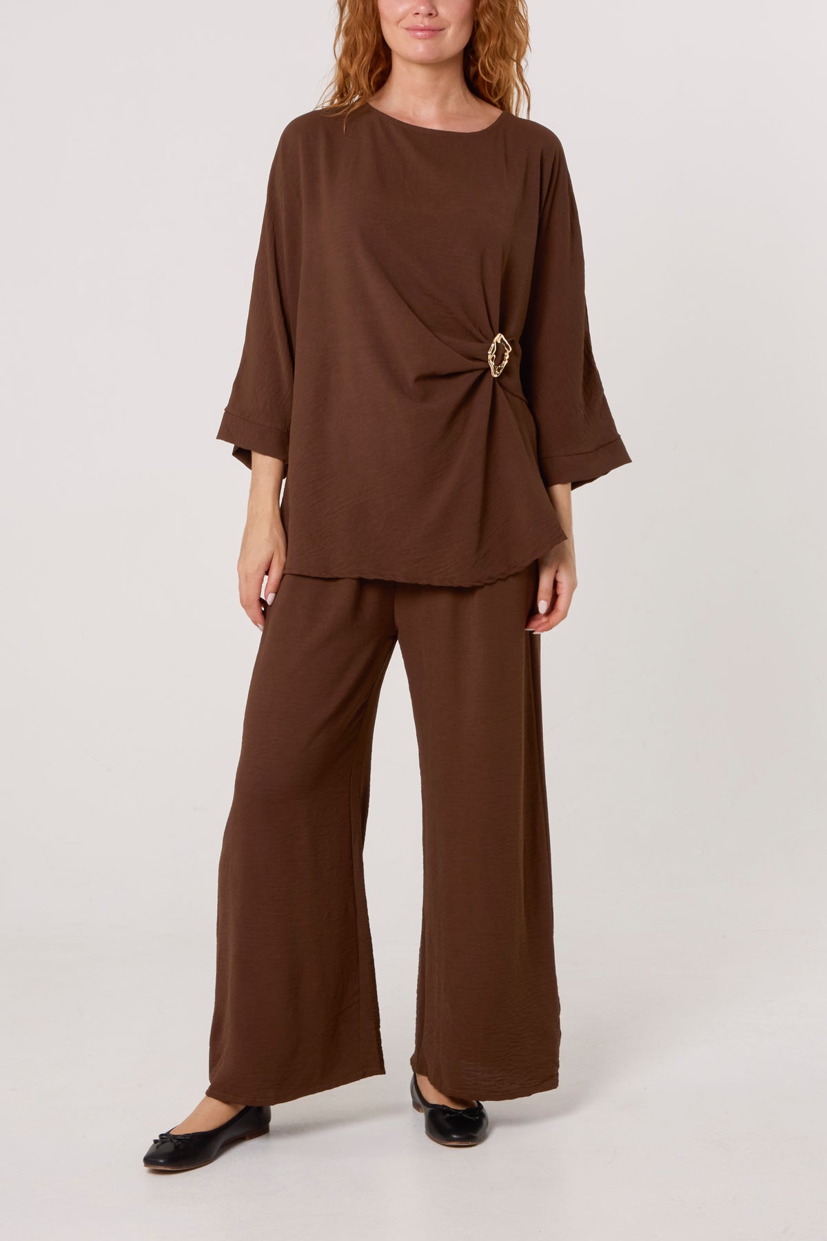 Buckle Detail Top & Trousers Set