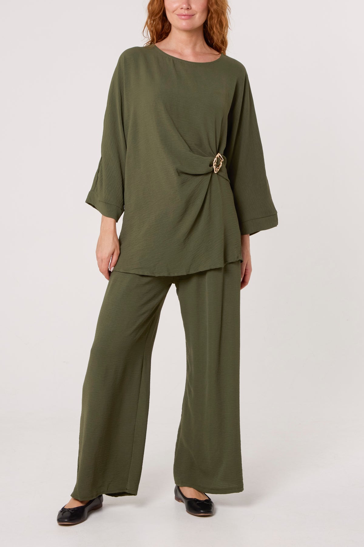 Buckle Detail Top & Trousers Set