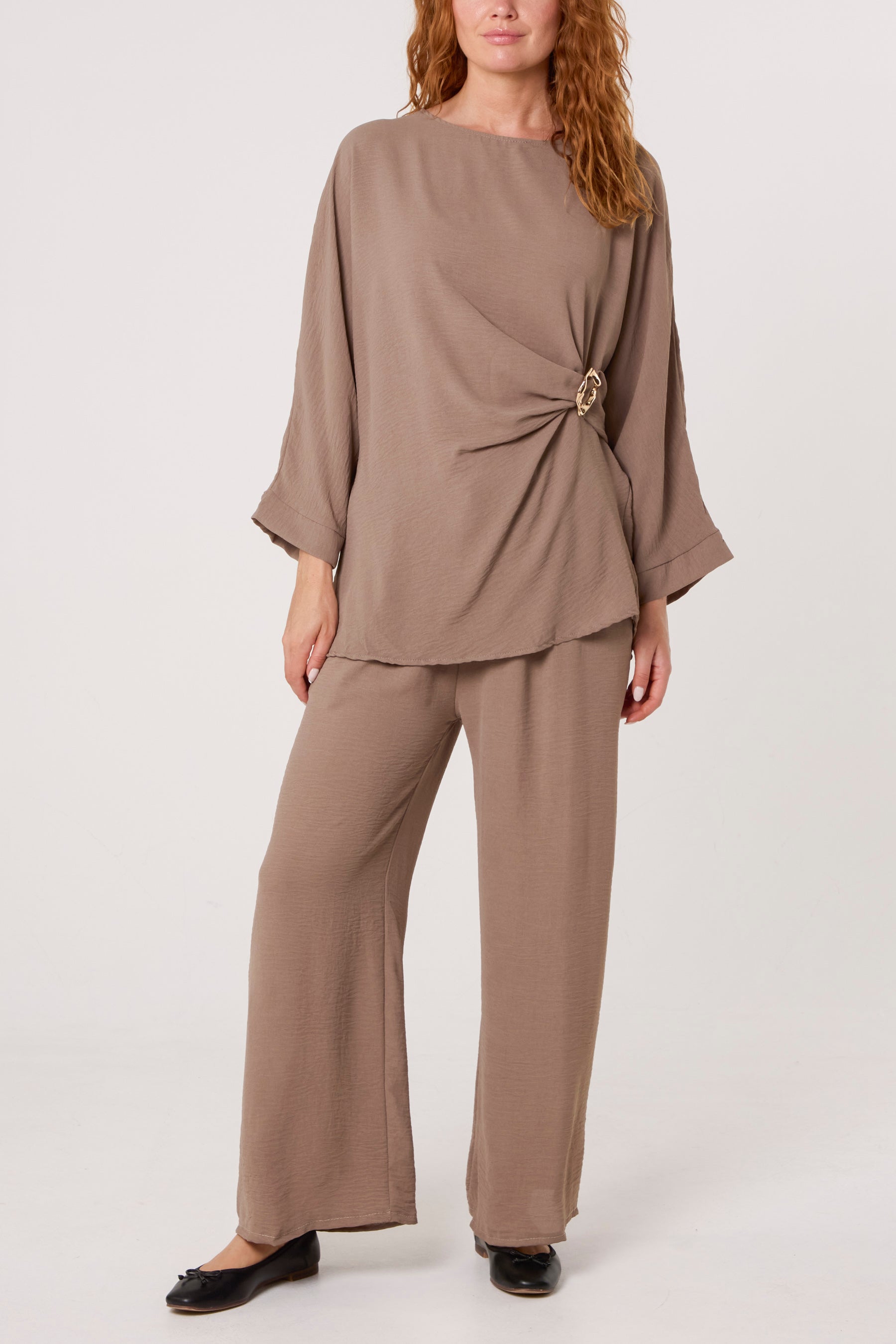 Buckle Detail Top & Trousers Set