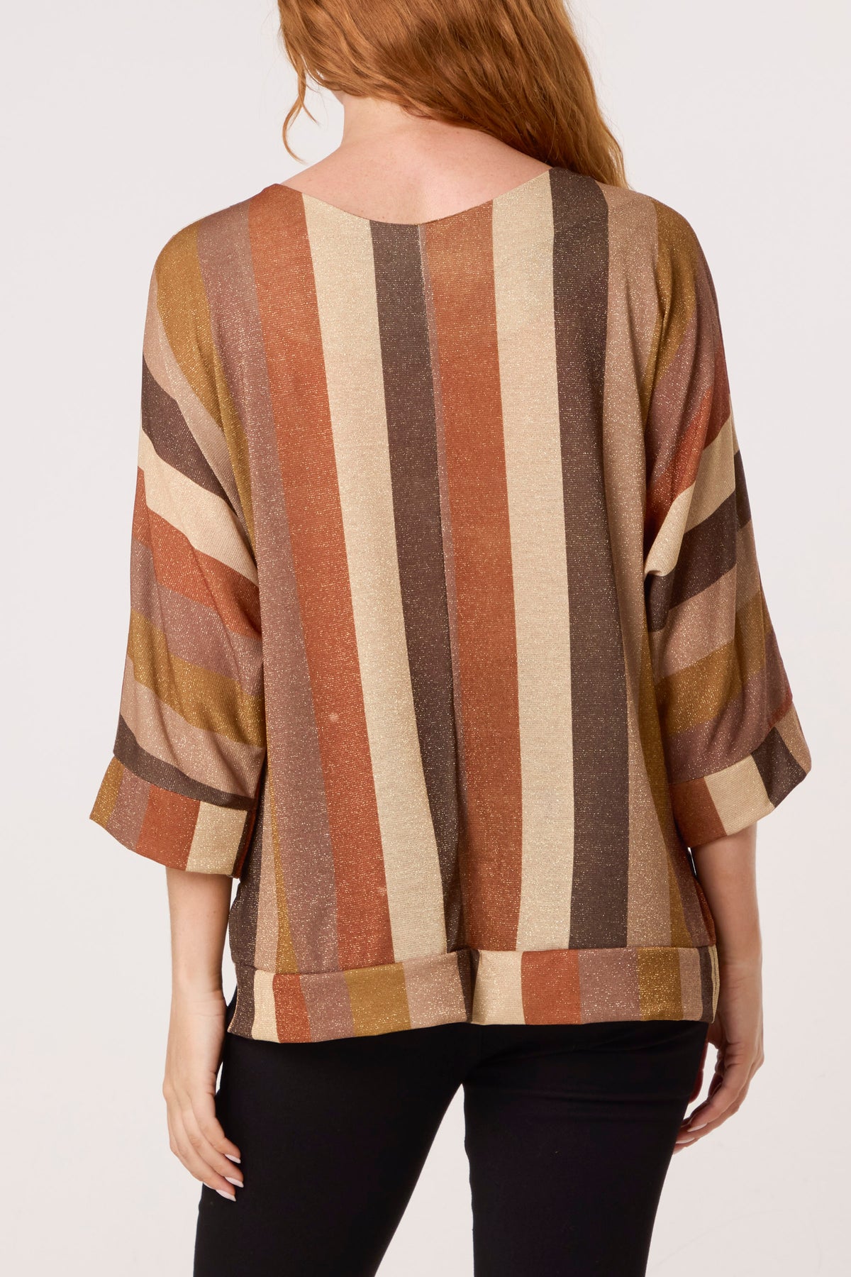 Metallic Knit Multi Stripe Fine Jumper