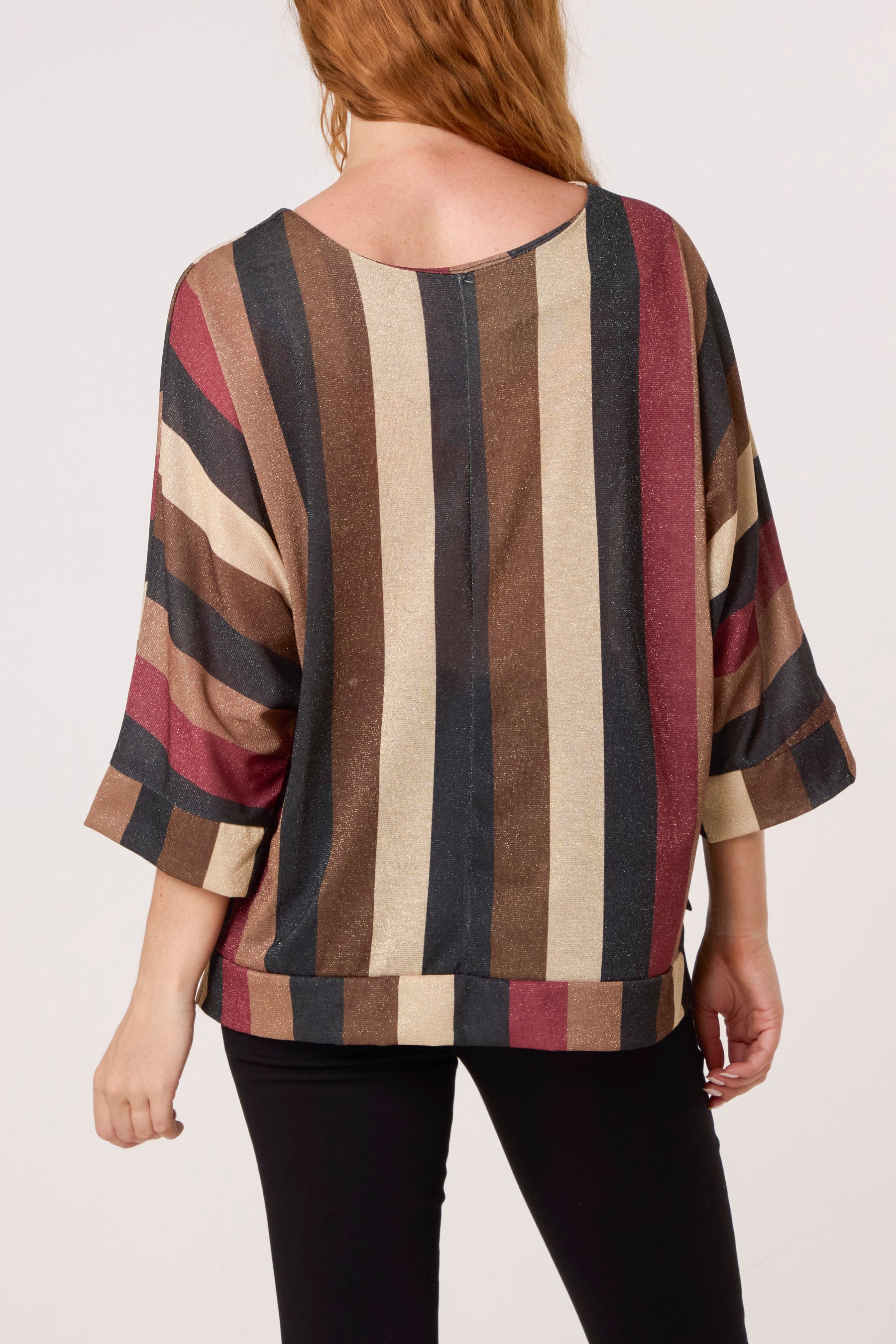 Metallic Knit Multi Stripe Fine Jumper