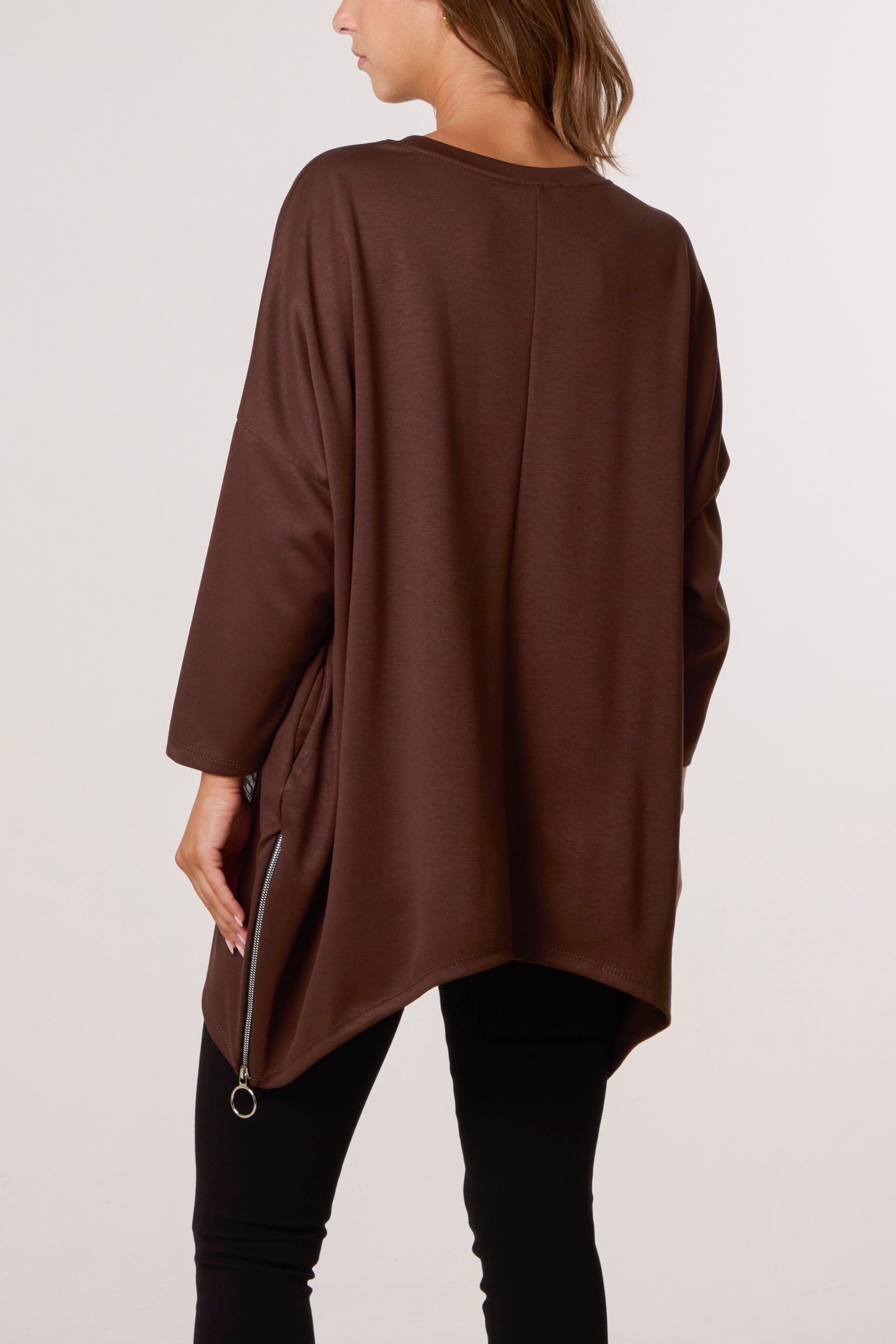 Soft Touch Side Zip Pockets Sweatshirt