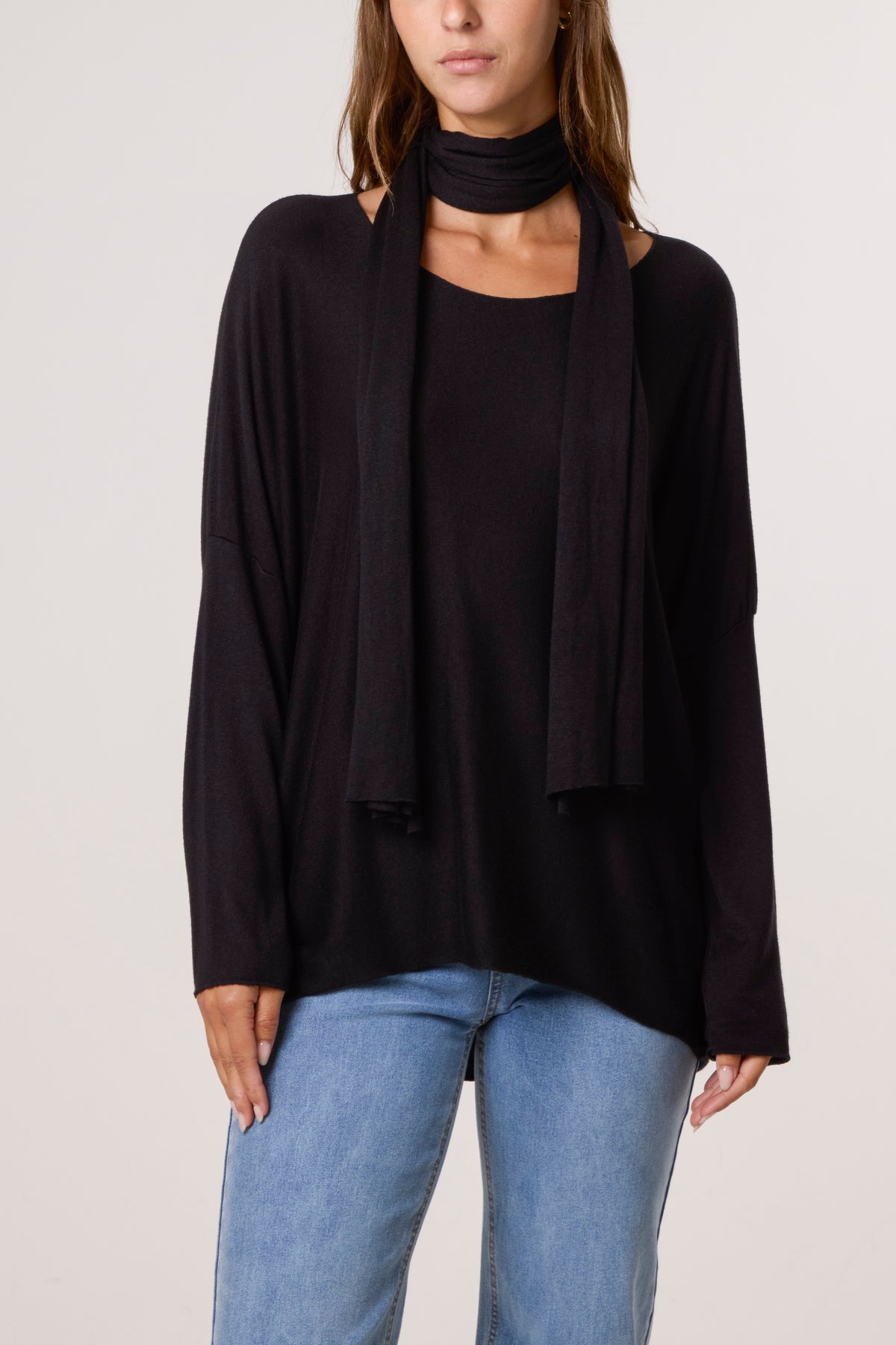 Wool Blend Crew Neck Jumper & Scarf