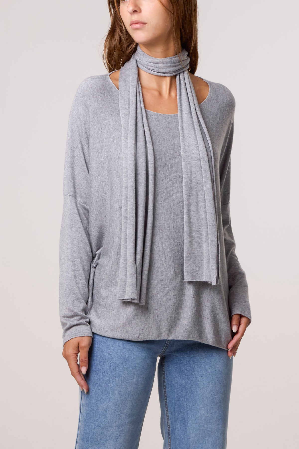 Wool Blend Crew Neck Jumper & Scarf